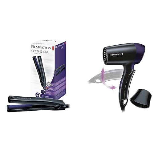 ست مسافرتی حالت دهنده موی رمینگتون مدل مو برای سفر: اتو موی کوچک + سشوار مسافرتی تاشو ۱۴۰۰ وات