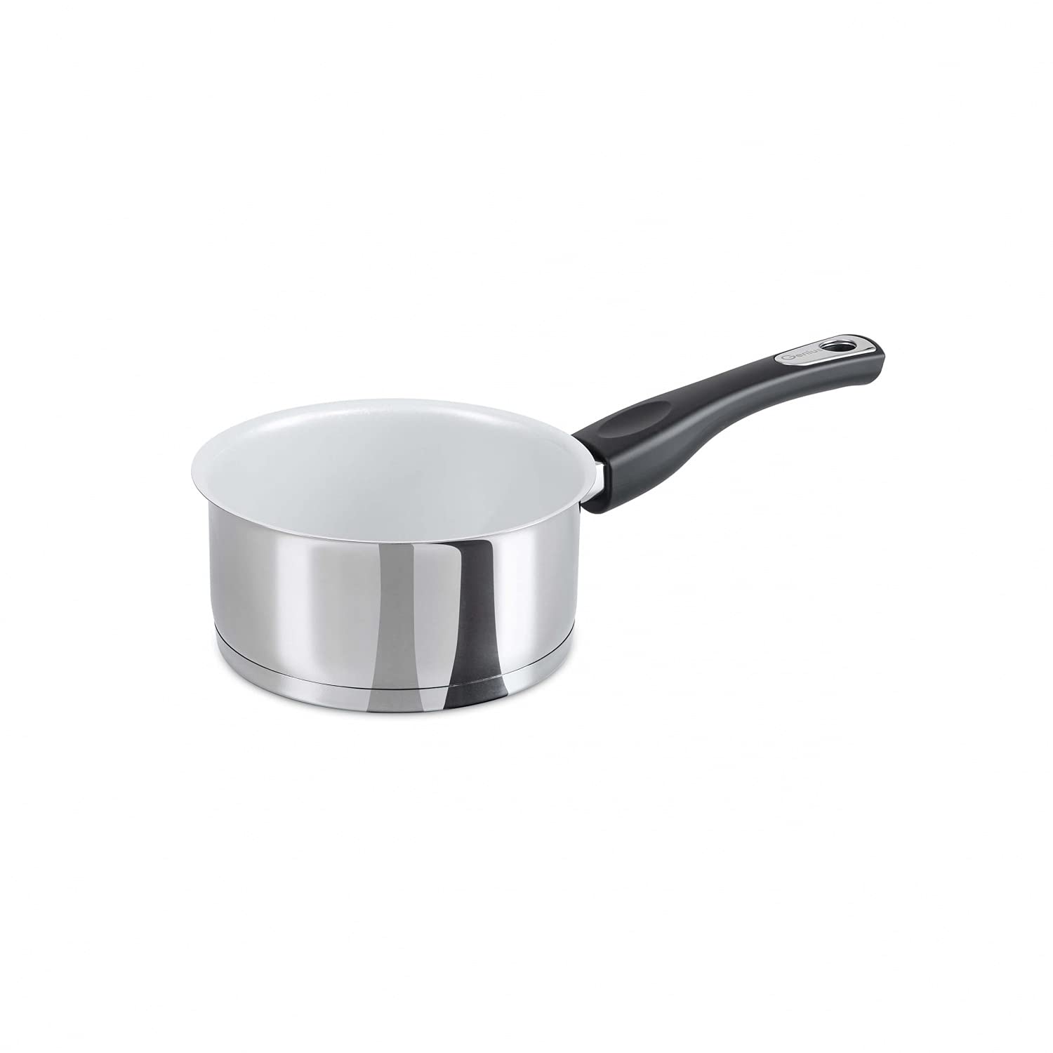 قابلمه استیل Genius Cerafit 16cm - قابلمه روکش دار با ظرفیت 1.5 لیتر | قابلمه استیل ضد زنگ برای انواع اجاق گاز و القایی | کف ساندویچی با هسته آلومینیومی نقره ای