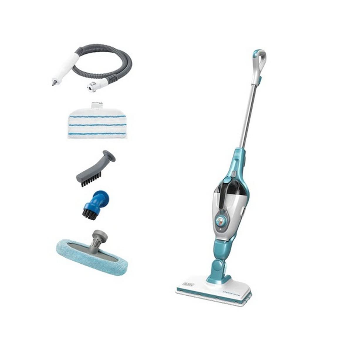 بخار شوی بلک + دکر FSMH1321 (1600 وات، بخارشوی برای کف، پنجره و موارد دیگر، همچنین تمیز کردن پارچه و اثاثه یا لوازم داخلی، تنظیم خودکار حجم بخار، از جمله لوازم جانبی)