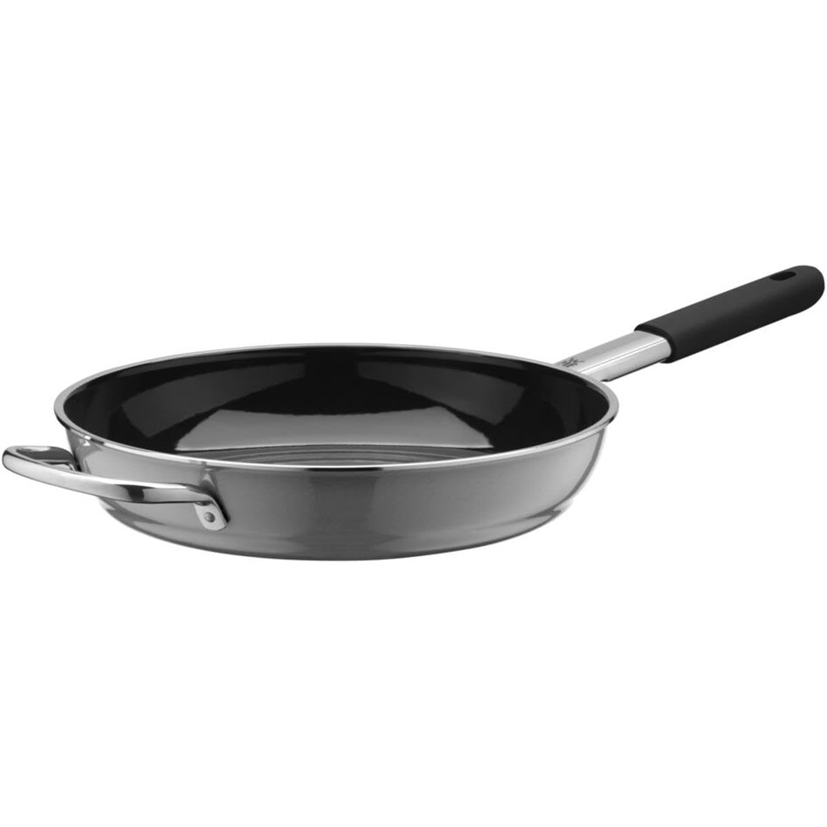 ماهیتابه معدنی وی ام اف آلمان WMF Fusiontec برای پخت القایی، 28 سانتی‌متر، با دسته کمکی، سرامیک پیشرفته، روکش سیلیکونی مقاوم در برابر حرارت قابل جدا شدن، مقاوم در برابر خش، خاکستری