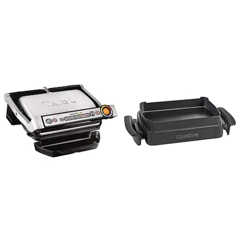 گریل تفال Tefal OptiGrill+ GC712D | گریل تماسی هوشمند | 6 برنامه گریل از پیش تنظیم شده + سینی پخت میان وعده و پخت OptiGrill XA7258