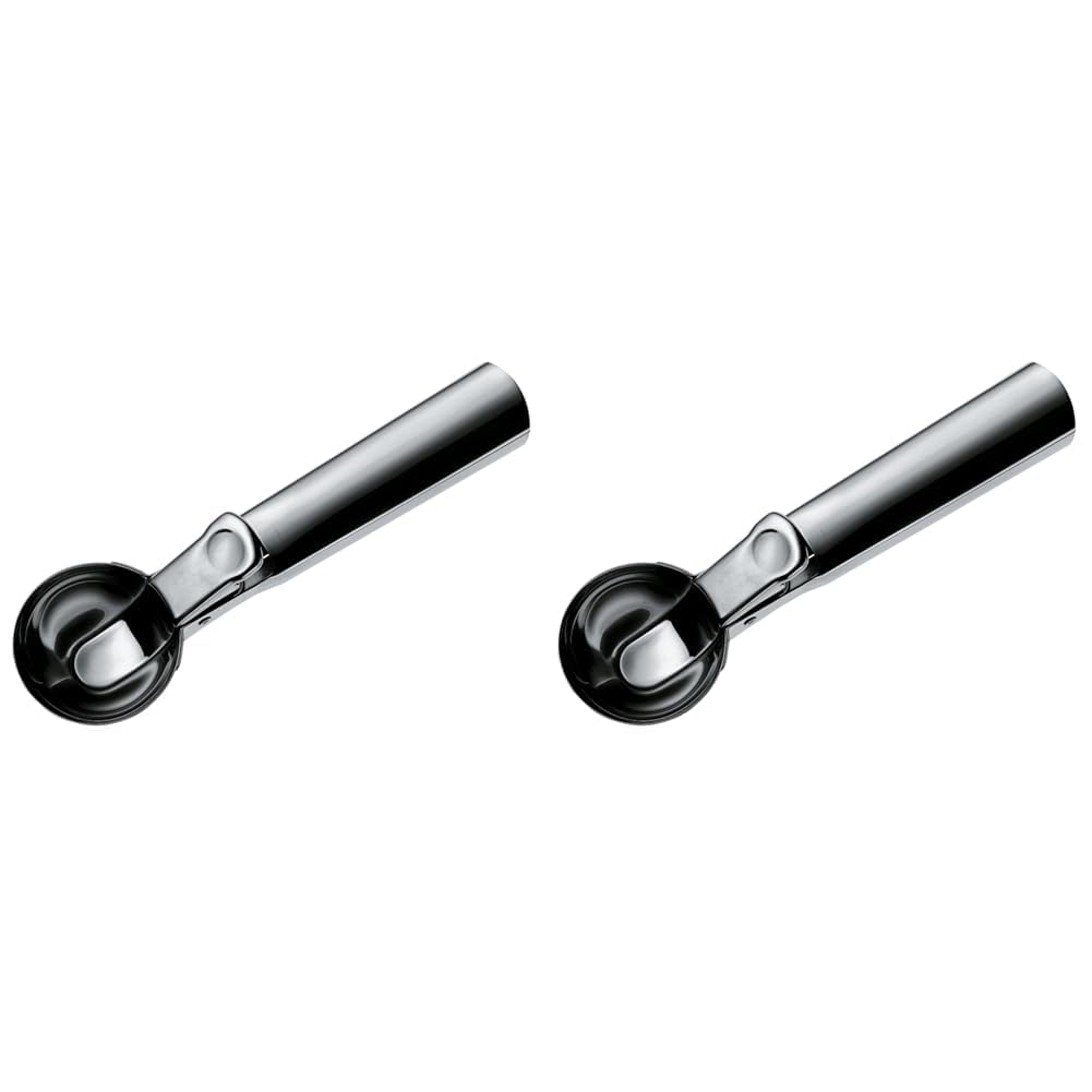 اسکوپ بستنی WMF Gourmet 18 سانتی‌متر، قاشق بستنی با انژکتور، اسکوپ بستنی Cromargan از جنس استیل ضد زنگ صیقلی، اسکوپ بستنی برای اسکوپ بستنی، برنج، توپک هندوانه، خمیر کوکی (بسته 2 عددی) 2 - بسته بدون حکاکی تکی