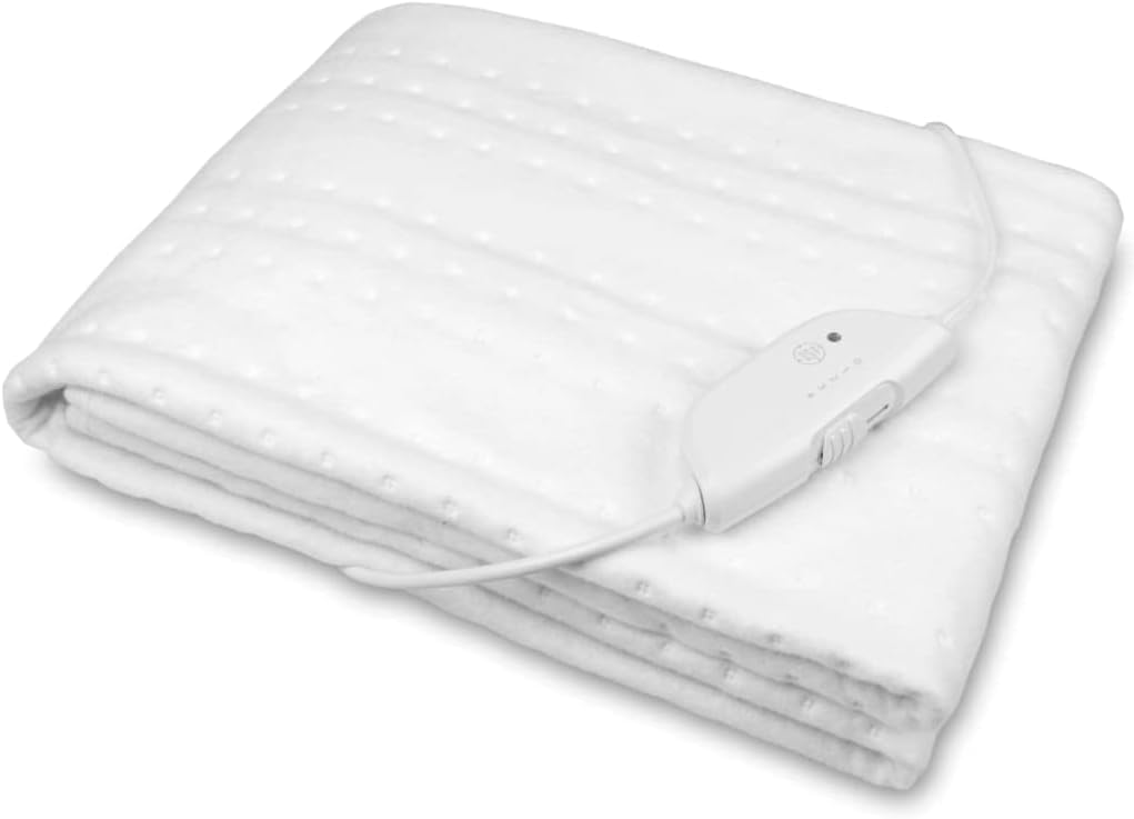 پتوی زیر تختی گرم شونده مدیسانا مدل HU 674، ابعاد 150 در 80 سانتی‌متر، پتوی گرم شونده با قابلیت خاموش شدن خودکار و محافظت در برابر گرمای بیش از حد، پتوی برقی گرم شونده برای تخت با 4 حالت تنظیم دما، قابل شستشو