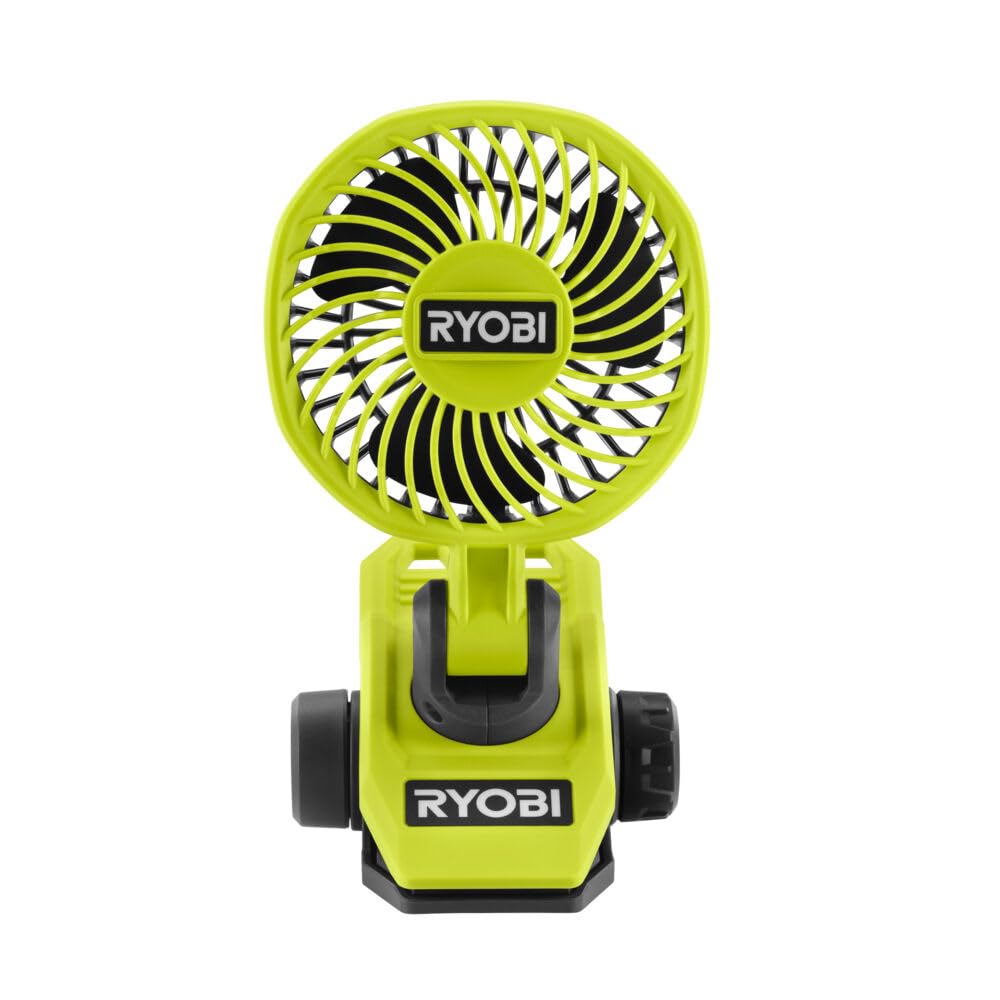 فن گیره ای شارژی RYOBI 4 V USB-LITHIUM RCF4-0، قابلیت چرخش 325 درجه و سر چرخش 180 درجه، بدون باتری و شارژر