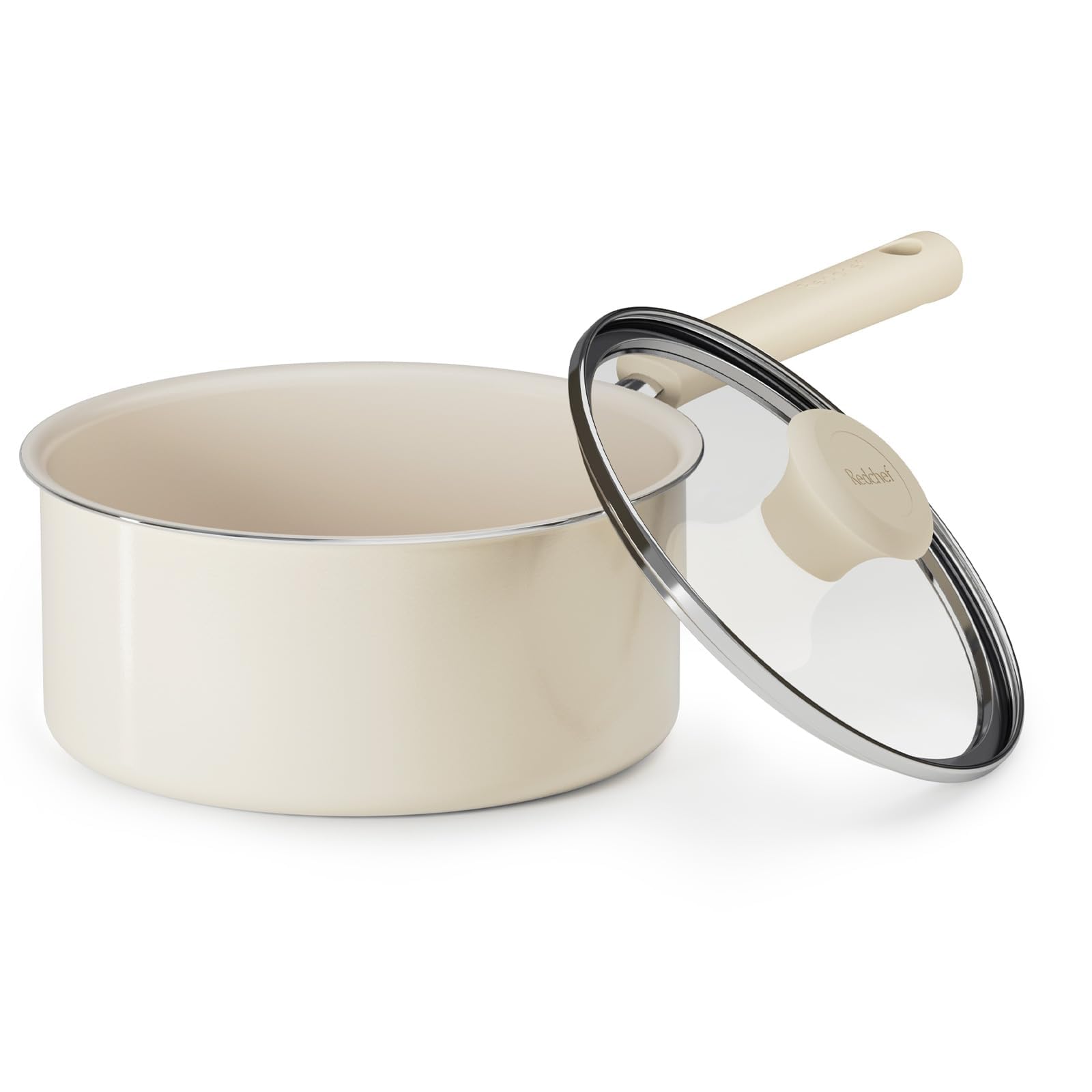 قابلمه سرامیکی ردشف با درب، 20 سانتی متر، قابلمه کوچک، قابلمه های غیر سمی برای آشپزخانه، دسته خنک، بدون PFAS، سازگار با همه اجاق ها