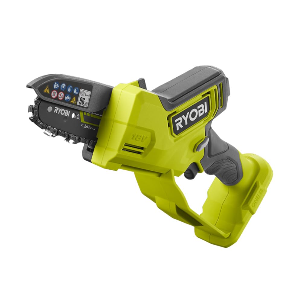 اره هرس شارژی ریوبی ژاپن RY18PSX10A-0 بدون برس RYOBI 18 V ONE+ (طول تیغه 10 سانتی متر، ظرفیت برش 8 سانتی متر، سرعت زنجیر تا 6.0 متر بر ثانیه - قابل تنظیم، بدون باتری و شارژر)