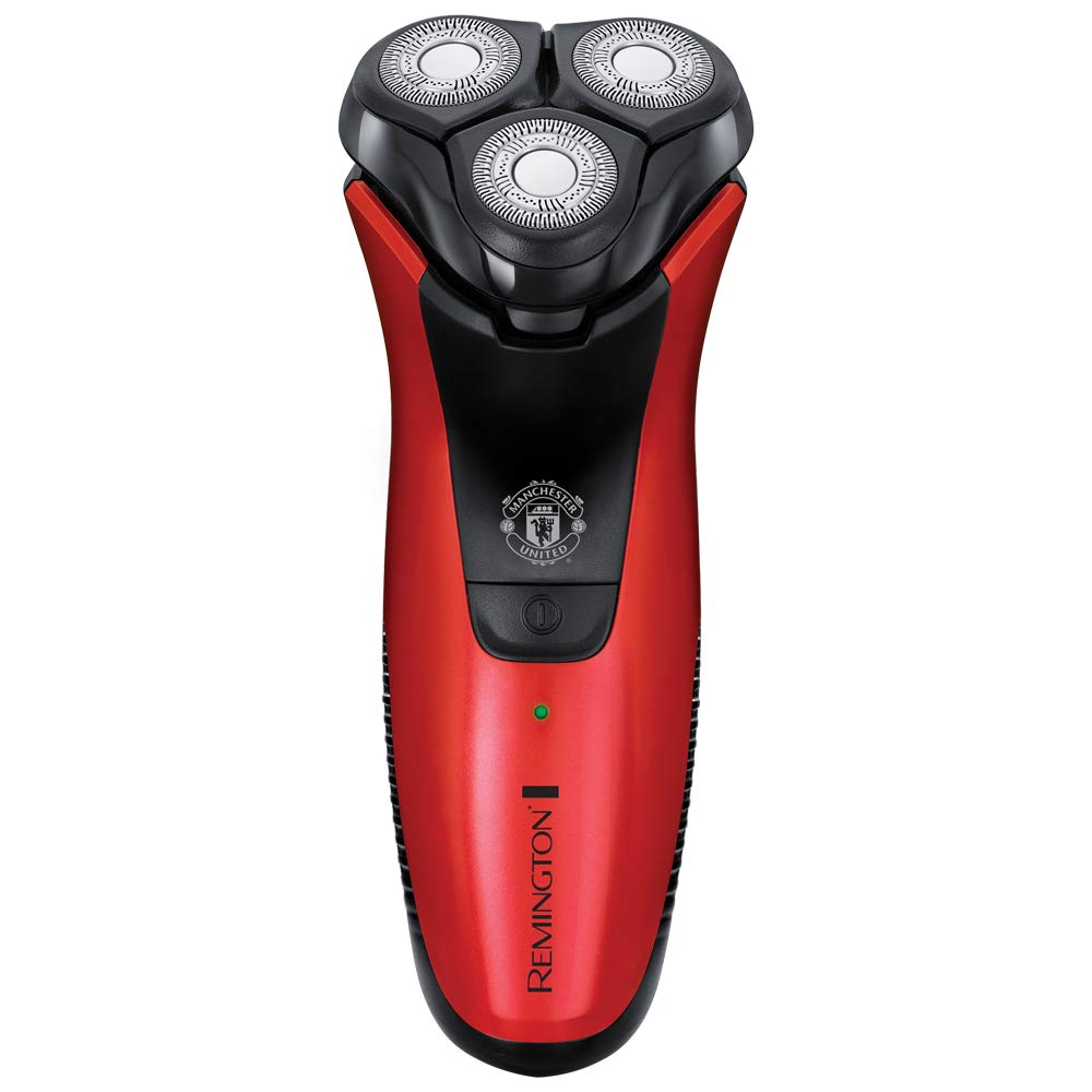 ریش تراش برقی مردانه رمینگتون PR1355 نسخه منچستر یونایتد (ریش تراش خشک و مرطوب، نشانگر شارژ LED)، اصلاح دقیق، باتری لیتیومی (ریش تراش چرخشی آکوا پلاس) ریش تراش چرخشی قرمز