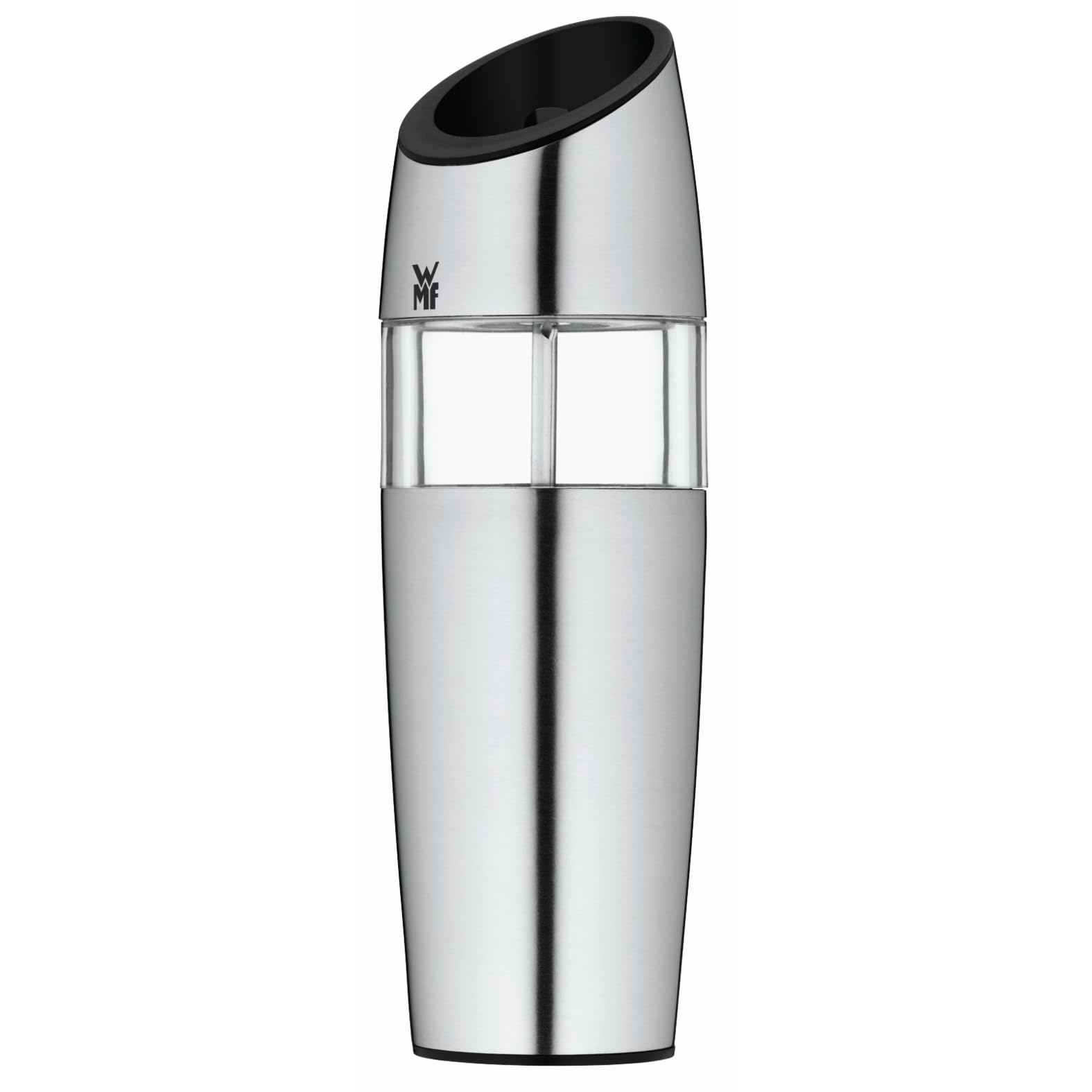 آسیاب نمک و فلفل برقی وی ام اف آلمان شیب دار WMF 20 سانتی متر، آسیاب نمک و فلفل، کرومارگان بدون پرکننده، شیشه مات استیل ضد زنگ، مکانیزم آسیاب سرامیکی تکی