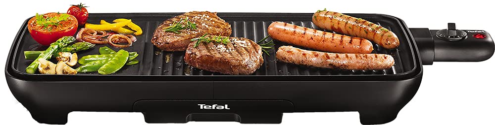 گریل رومیزی تفال مالاگا TG3918 | گریل برقی | ترموستات قابل تنظیم | بشقاب گریل نچسب، گریل 2/3، تپانیاکی 1/3 | کابل جداشدنی | بشقاب + سینی چکه ای قابل شستشو در ماشین ظرفشویی | 2000 وات