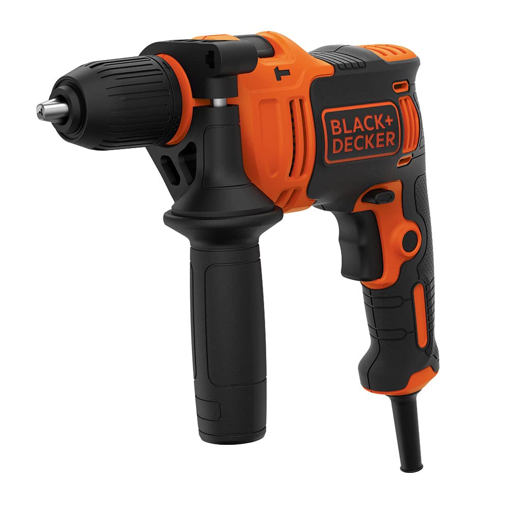 چکش دنده ای 1 سرعته BLACK+DECKER 710W، عملکرد بالا با سرعت متغیر، جمع و جور و سبک وزن، شامل 4 مته و کیت جعبه، BEH710K-QS