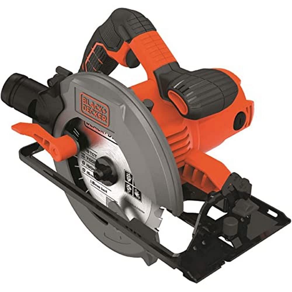 اره دایره ای دستی Black+Decker (1500W، عمق برش 66mm/50mm (90°/45°)، تیغه اره با توقف موازی، قطر 190 میلی متر، اهرم آزاد شدن سریع، اتصال برای استخراج گرد و غبار) CS1550