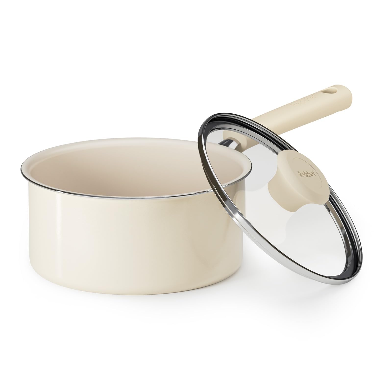 قابلمه سرامیکی درب دار 18 سانتی متری ردشف قابلمه کوچک پخت کاسه های غیر سمی آشپزخانه دسته خنک بدون PFAS سازگار با همه اجاق ها