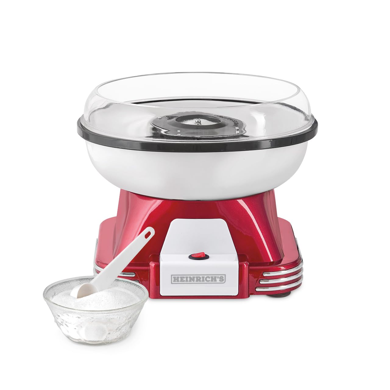 دستگاه پشمک ساز برقی هاینریش، ست دستگاه پشمک ساز خانگی، کاسه خیلی بزرگ، پشمک ساز قدیمی، آماده استفاده سریع، تمیز کردن آسان، شامل قاشق اندازه گیری، موتور 500 واتی هاینریش