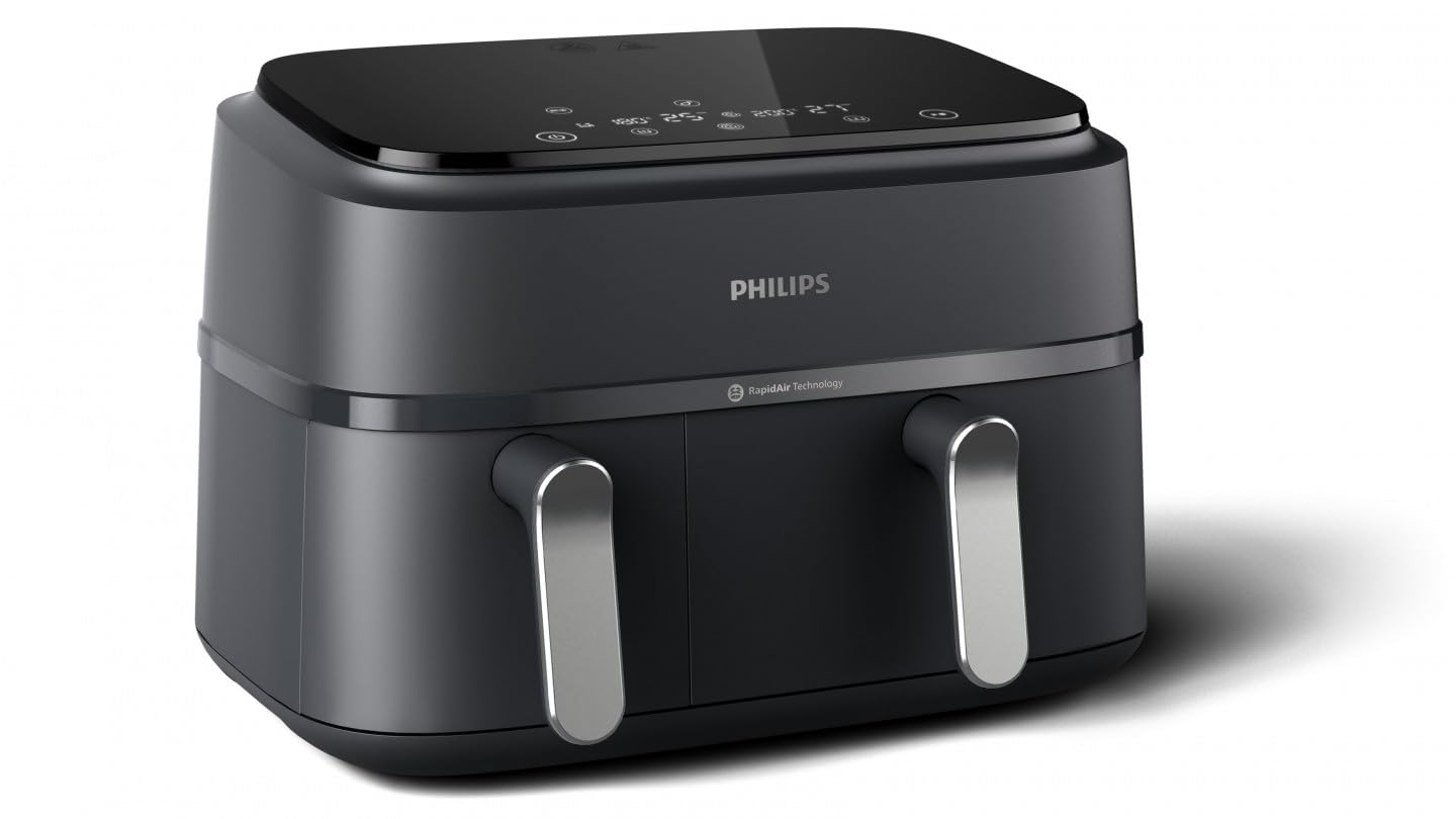 سرخ کن فیلیپس  AirFryer PHILIPS NA351/00 فولاد ضد زنگ 9.0 لیتری کاسه دوبل 38.25 x 44.39 x 31.42 سانتی متر