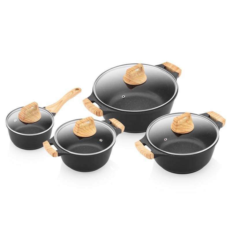 سرویس قابلمه ۸  پارچه اِتا چکسلواکی ETA مدل Titanium II مناسب برای اجاق القایی رویه تیتانیوم