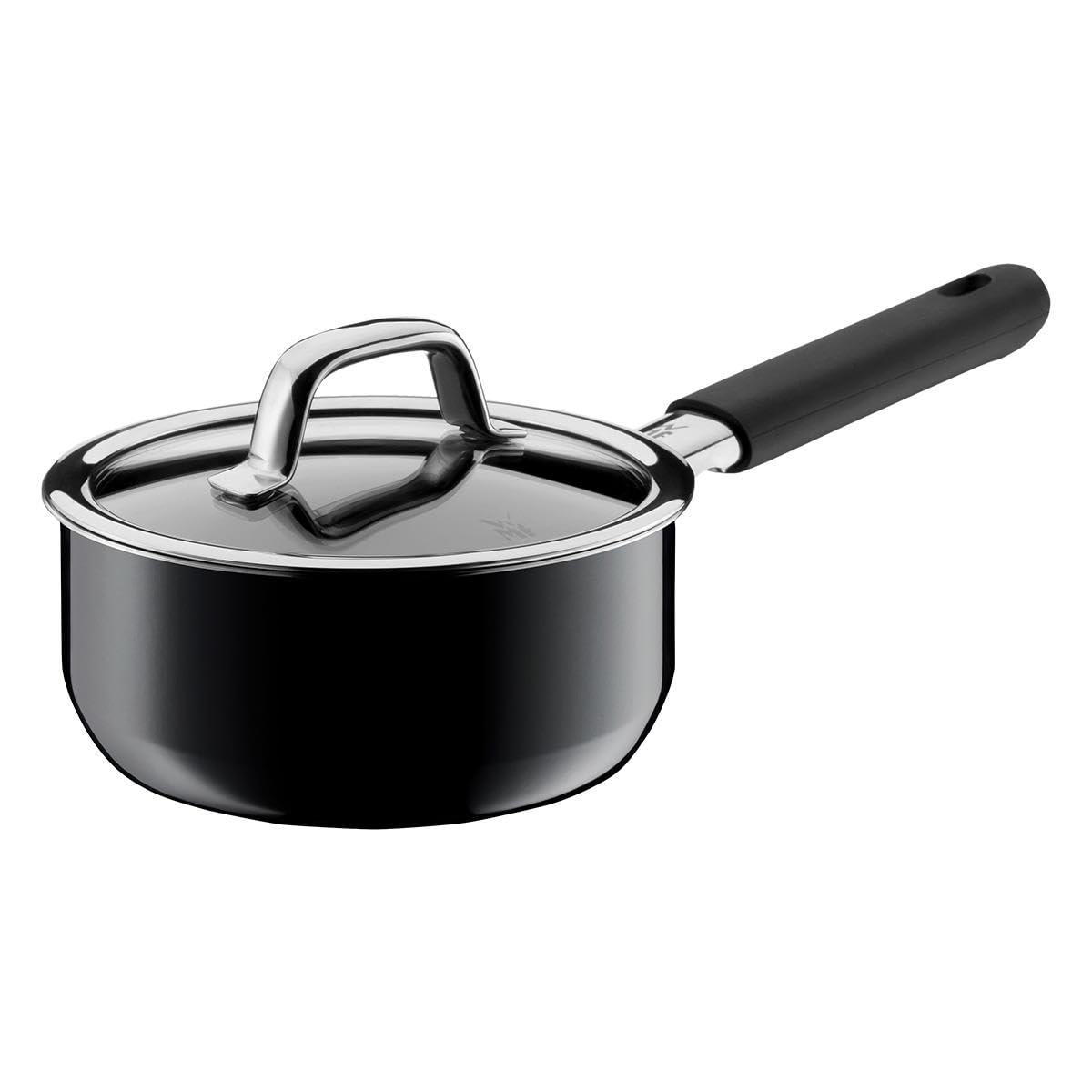 قابلمه شیر جوش معدنی وی ام اف آلمان WMF Fusiontec با درب شیشه‌ای، ۱۶ سانتی‌متر، قابلمه کوچک، ۱.۳ لیتر، سازگار با اجاق القایی، سرامیک پیشرفته، روکش سیلیکونی، مقاوم در برابر خش، مشکی