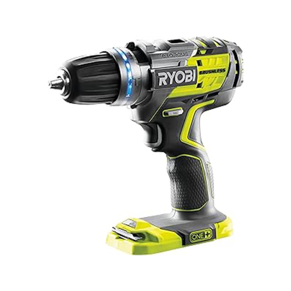 دریل ضربه ای RYOBI 18 V ONE+ Brushless Cordless R18PDBL-0 (گشتاور 60 نیوتن متر، 10 تنظیم، چاک مته 13 میلی متر، حداکثر قطر مته کاری در چوب | بنایی | فولاد 50|13|13 میلی متر، بدون باتری و شارژر)