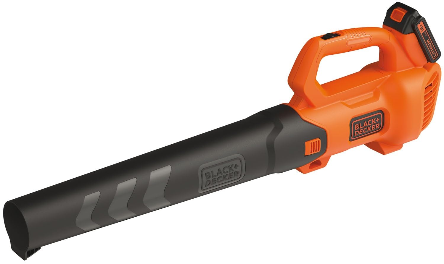 دمنده برگ محوری Black+Decker BCBL200L (18 ولت، 2.0 آمپر، سرعت دمش بالا 145 کیلومتر در ساعت، حجم هوا 577 متر مکعب در ساعت، لیف خراش یکپارچه، برای پاسیو، مسیرها، باغ ها، از جمله باتری و شارژر)