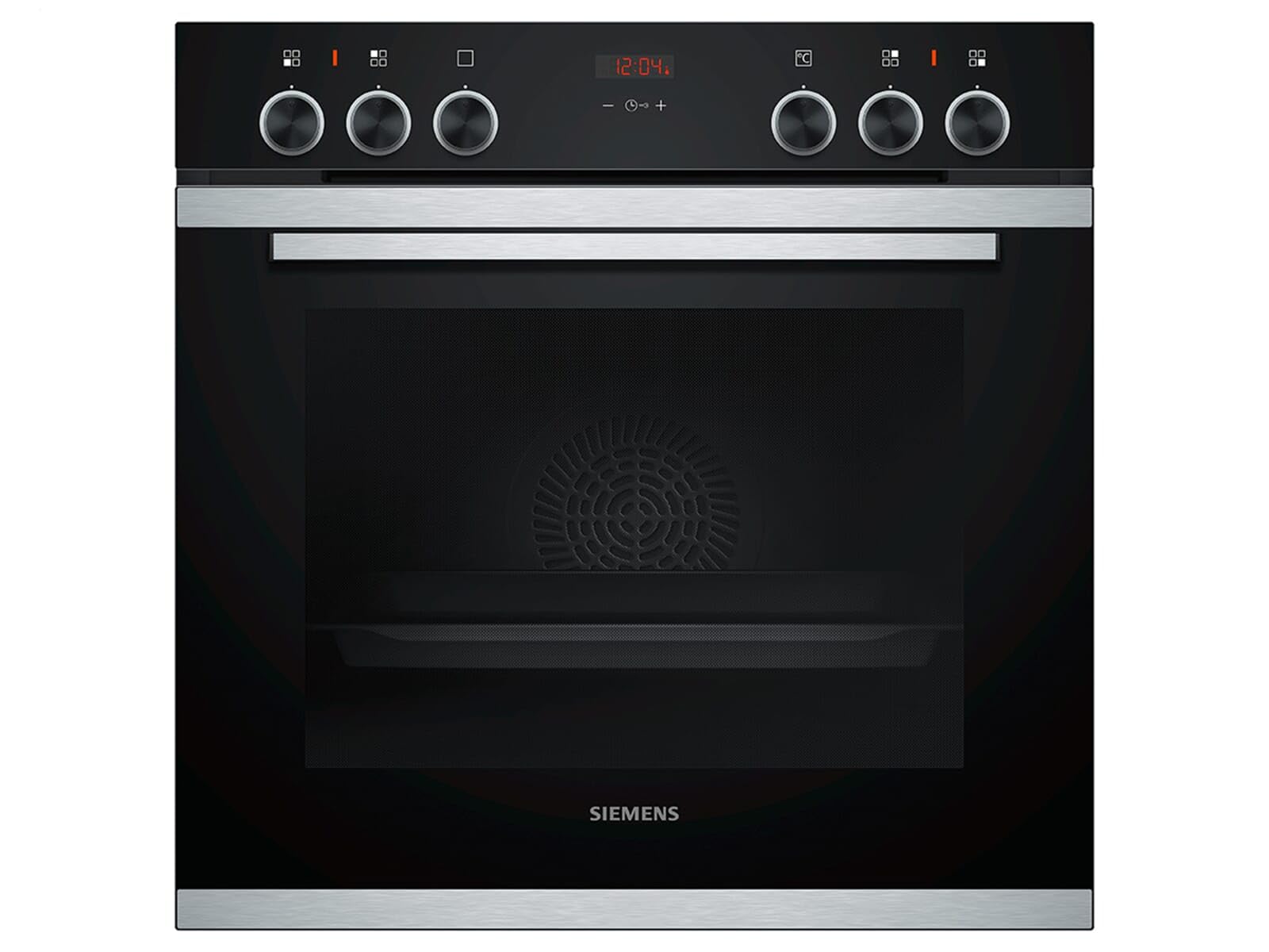 فر زیمنس HE213ABS0 (برقی، توکار)، 59.4 سانتی‌متر، درب لولایی، ساعت الکترونیکی، استیل ضد زنگ