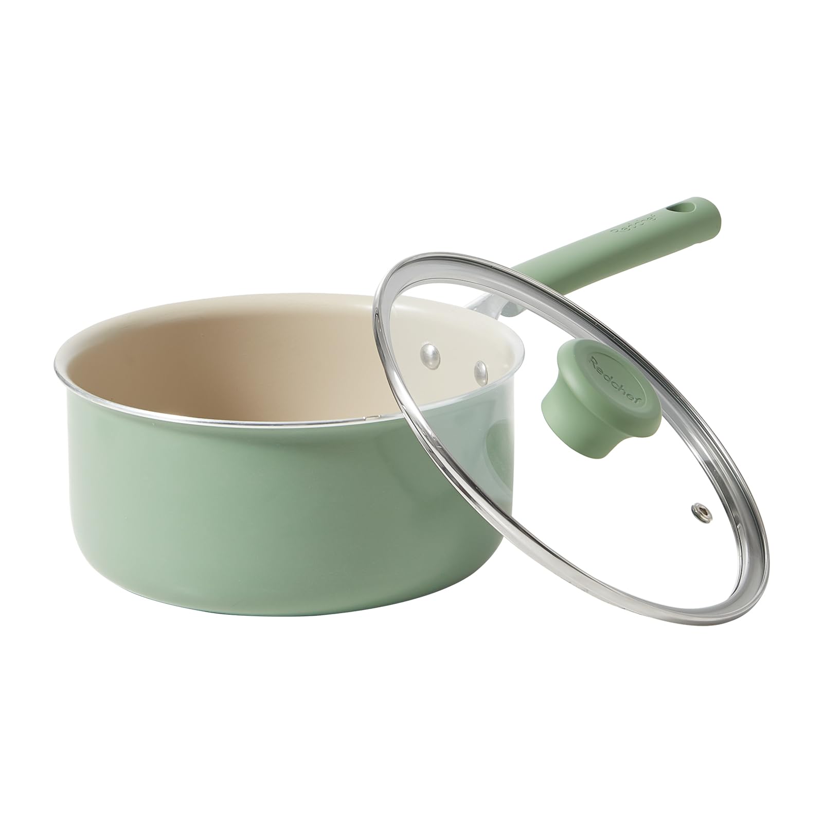 قابلمه سرامیکی ردشف با درب، 20 سانتی متر، قابلمه کوچک، قابلمه های غیر سمی برای آشپزخانه، دسته خنک، بدون PFAS، سازگار با همه اجاق ها