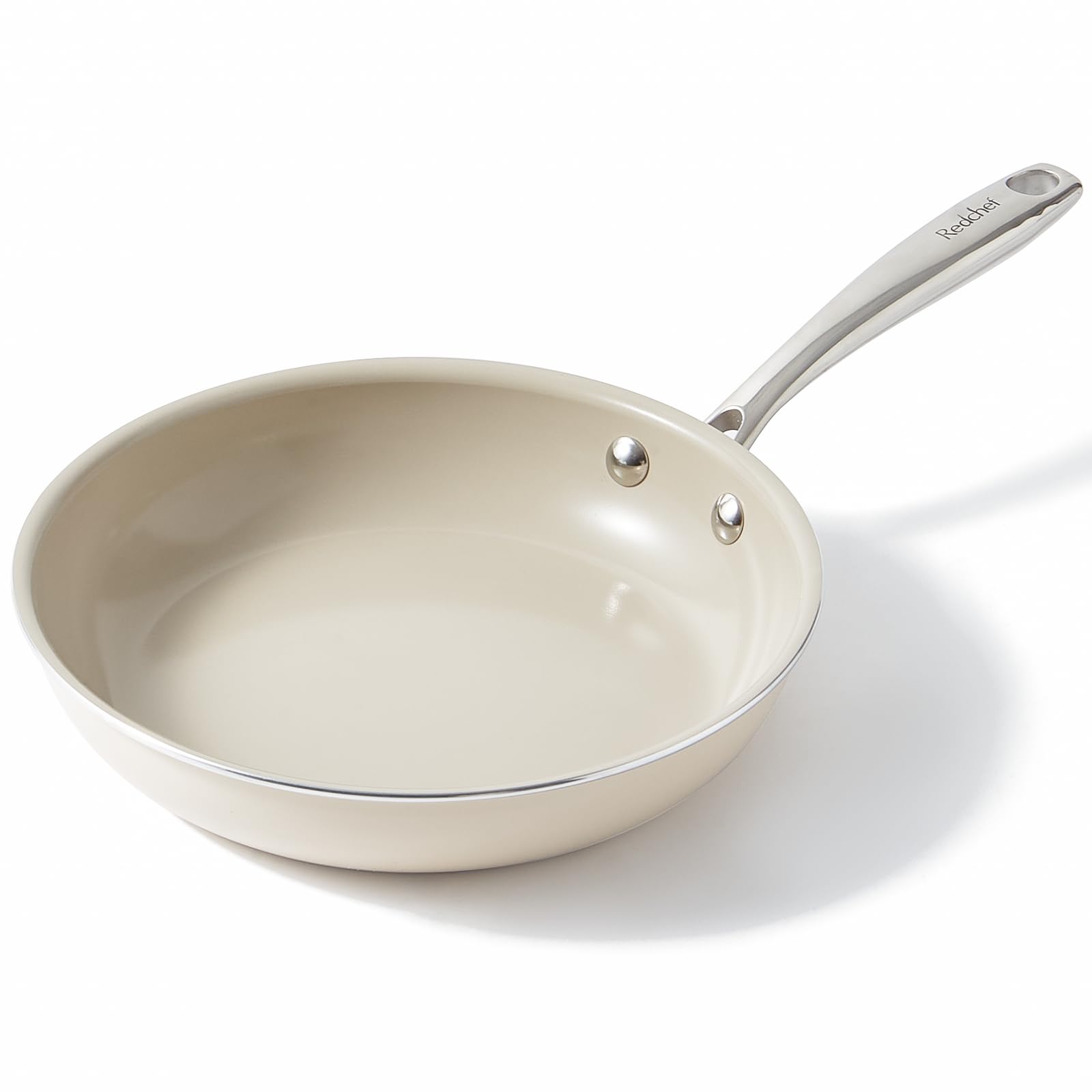 ماهیتابه نچسب Redchef، سرامیک، ماهیتابه نچسب، 24.1 سانتی متر، تابه با دسته خنک، انواع اجاق گاز (گاز، برقی و القایی)، قابل شستشو در ماشین ظرفشویی/فر، بدون PFAS