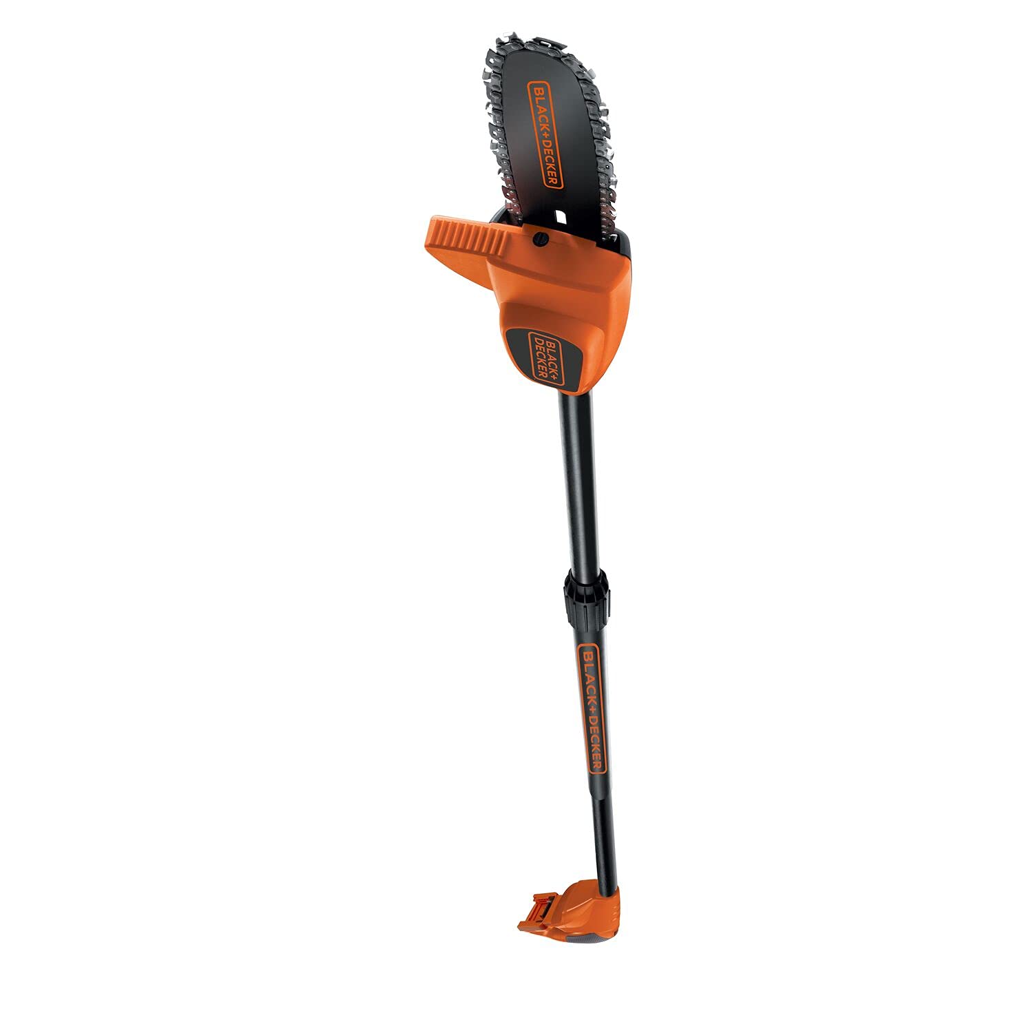 هرس قطبی شارژی Black+Decker 18V 1.5 Ah Li-Ion سبک وزن 3.7 کیلوگرم ارتفاع تا 4 متر ضخامت برش 17 سانتی متر طول تیغه 20 سانتی متر بدون باتری و شارژر GPC1820LB نارنجی مشکی