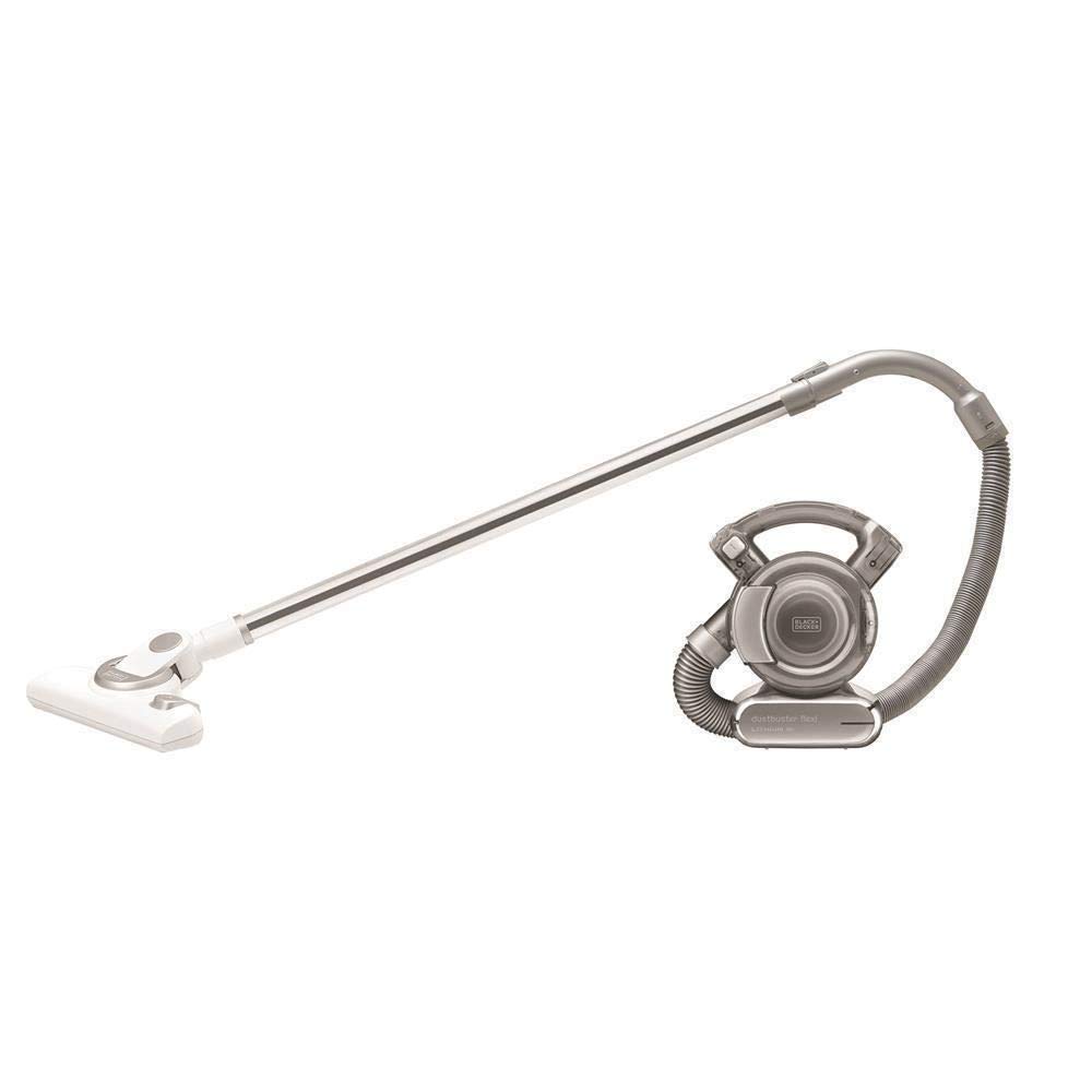 جاروبرقی دستی بلک + دکر لیتیوم Dustbuster Flexi PD1820LF با پسوند کف - جاروبرقی بدون کیسه با زمان شارژ سریع و شلنگ انعطاف پذیر - جارو شارژی با قدرت مکش قوی - 18 ولت کروم