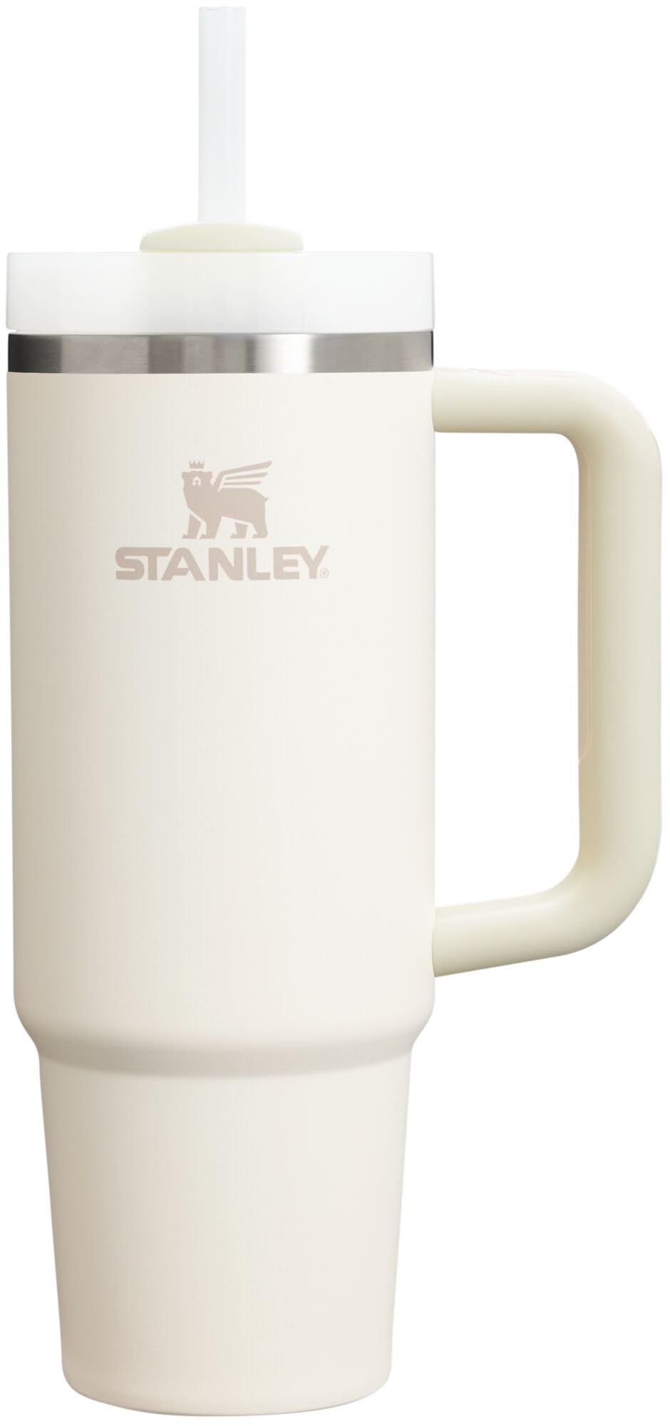 لیوان استیل ضد زنگ عایق وکیوم Stanley Quencher H2.0 FlowState با درب و نی، برای آب، چای سرد یا قهوه، اسموتی و موارد دیگر، خامه، ۸۸۷ میلی لیتر، خامه ۲.۰، ۸۵۰ میلی لیتر