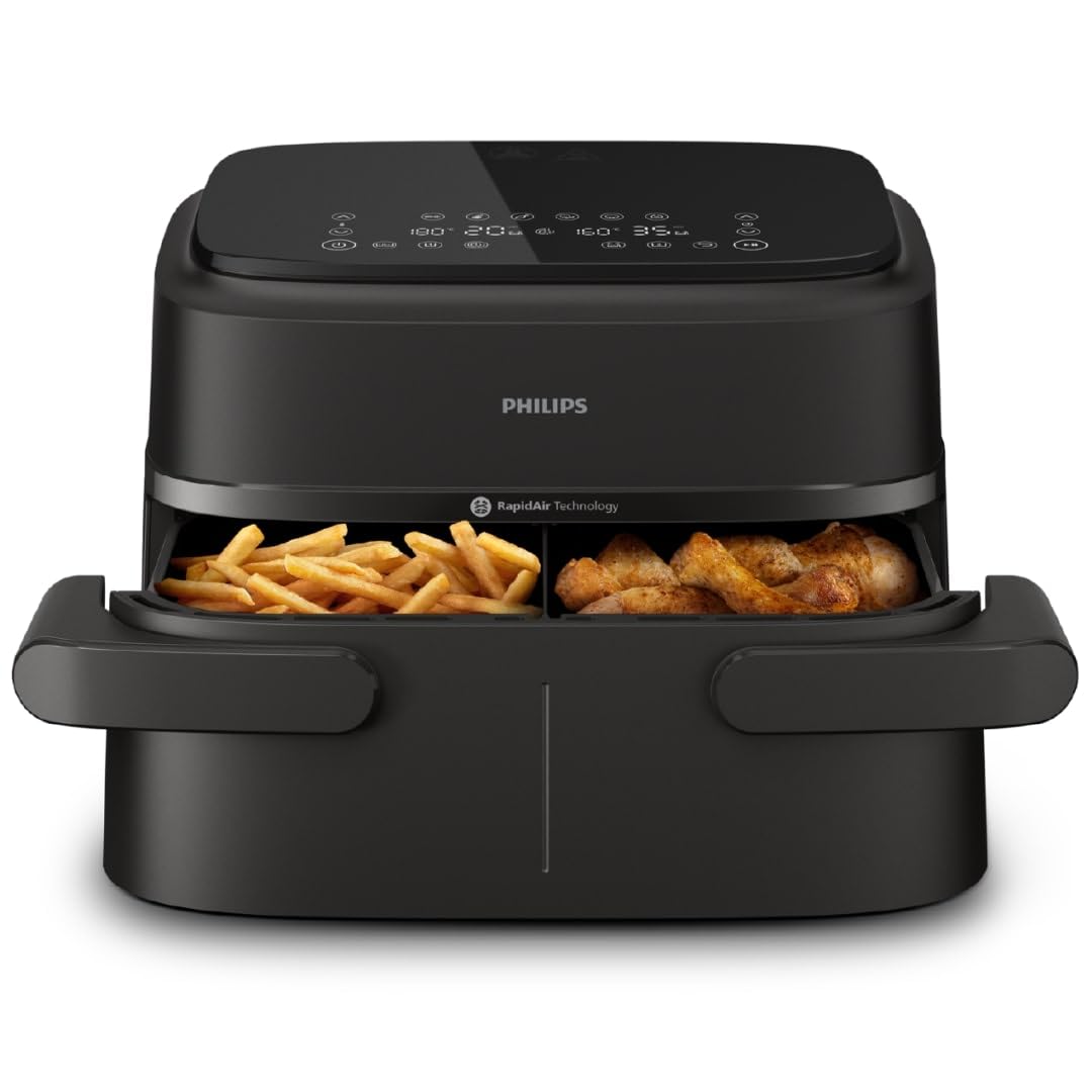 سرخ کن فیلیپس سبد منعطف سری 1000 Philips Airfryer - ظرفیت 7.1 لیتر، فناوری RapidAir، 10 عملکرد پخت و پز، 90 درصد چربی کمتر، طراحی فشرده، برنامه دستور پخت HomeID (NA154/00)