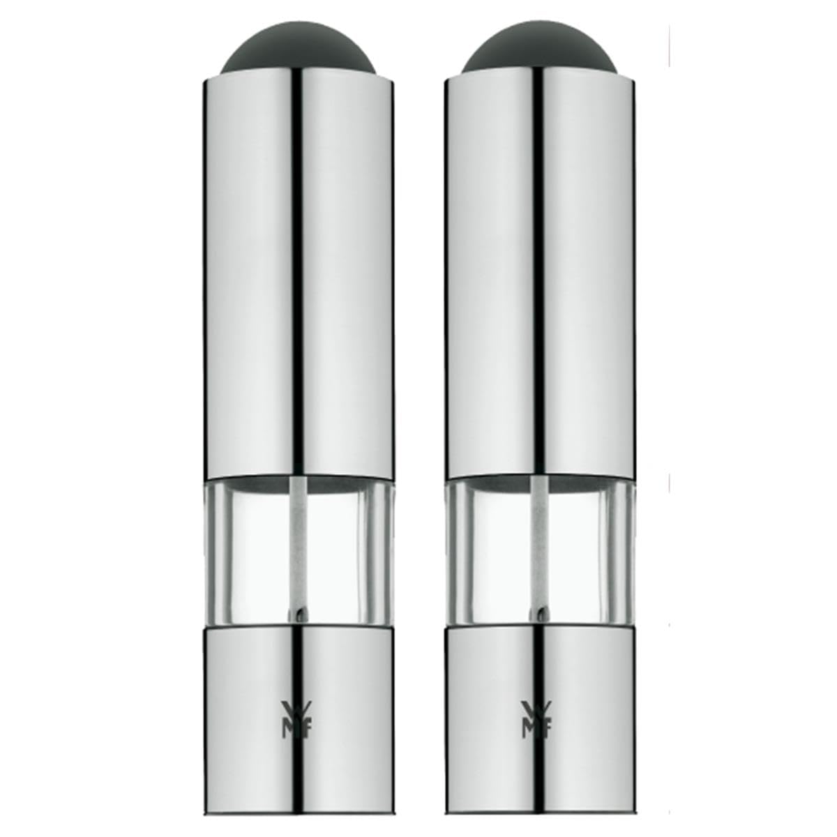 آسیاب نمک و فلفل برقی وی ام اف آلمان WMF، 2 تکه، 21 سانتی‌متر، آسیاب نمک و فلفل برقی (پر نشده)، چراغ LED، استیل ضد زنگ Cromargan® (مات)، شیشه، مکانیزم آسیاب سرامیکی (تکی)