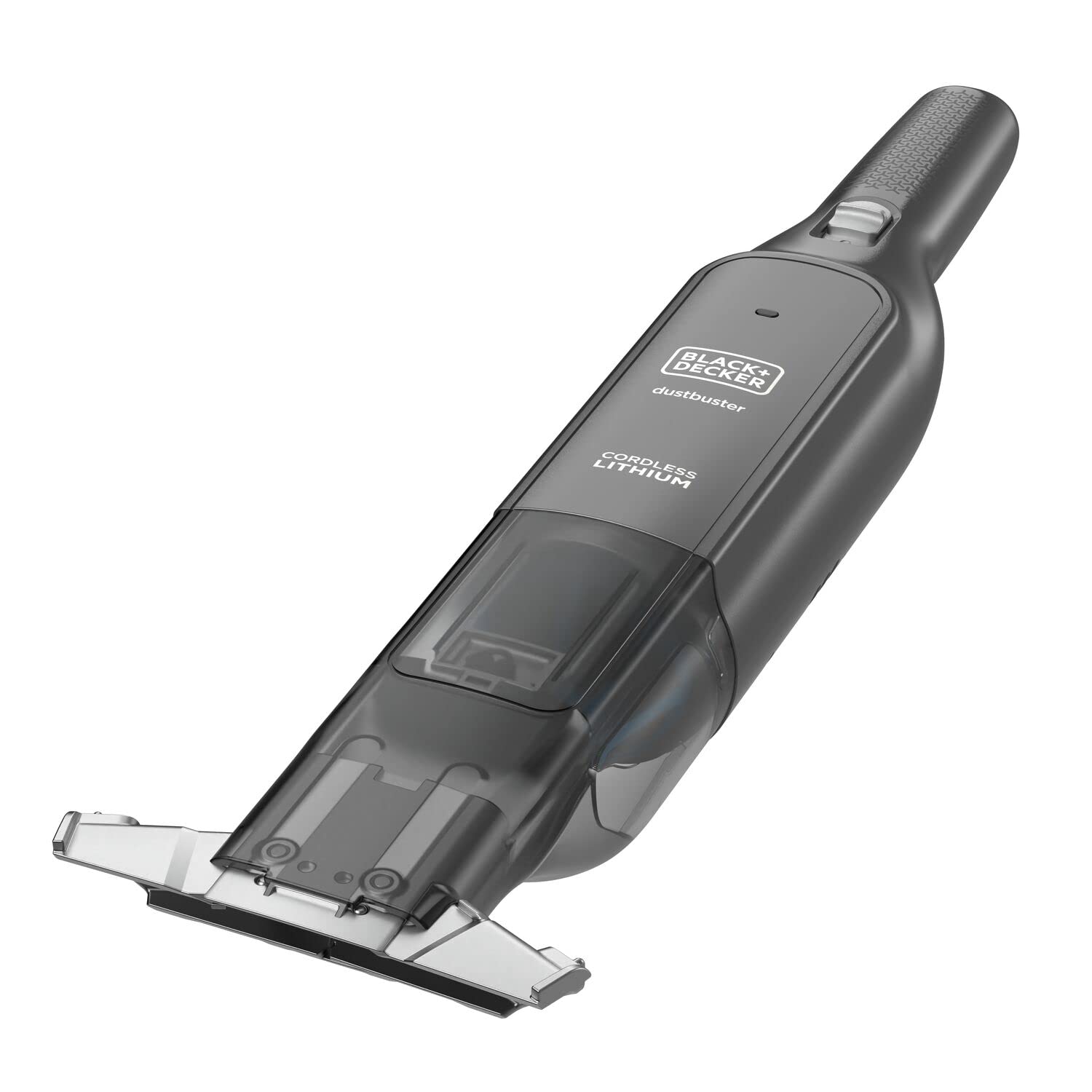 جارو برقی دستی شارژی BLACK+DECKER Dustbuster Slim HLVC320B11 (12 ولت، 2.0 آمپر ساعت، بدون کیسه و شارژی، با نازل مکش یکپارچه XXL، شامل ایستگاه شارژ، ابزار شکاف، و برس اثاثه یا لوازم داخلی)