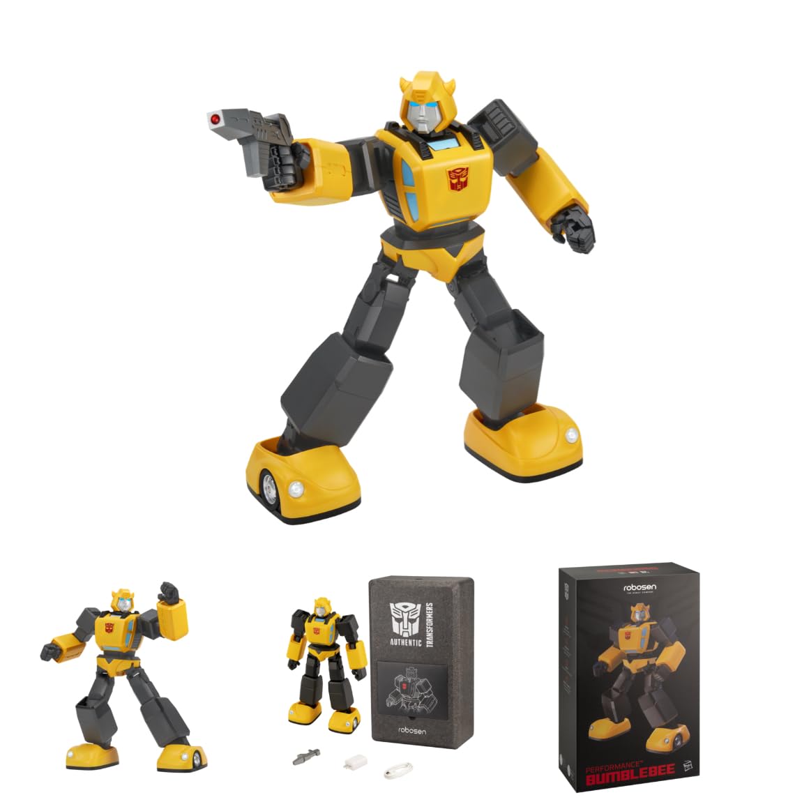 Robosen Authentic G1 Bumblebee Transformers Action Figure: ربات تعاملی، کنترل صدا، قابل برنامه ریزی با حرکت تطبیقی، چراغ های LED، صداهای اصلی G1