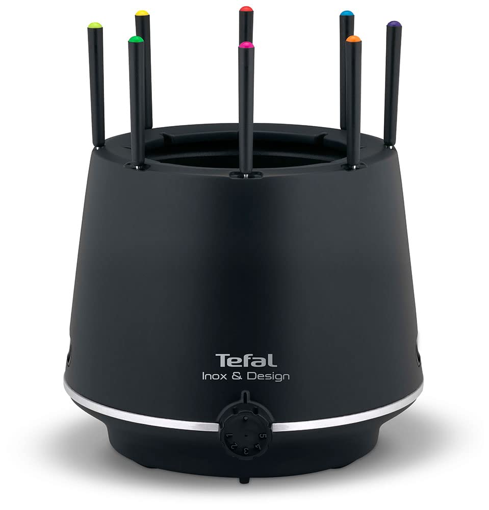 فوندو ساز تفال  Tefal EF256812 Fondue ساخته شده از فولاد ضد زنگ و طراحی با دیوار عایق، 8 چنگال، قابل شستشو و ایمن در ماشین ظرفشویی، همه چیز را با فناوری نوآورانه Thermo-Resect انجام می دهد.