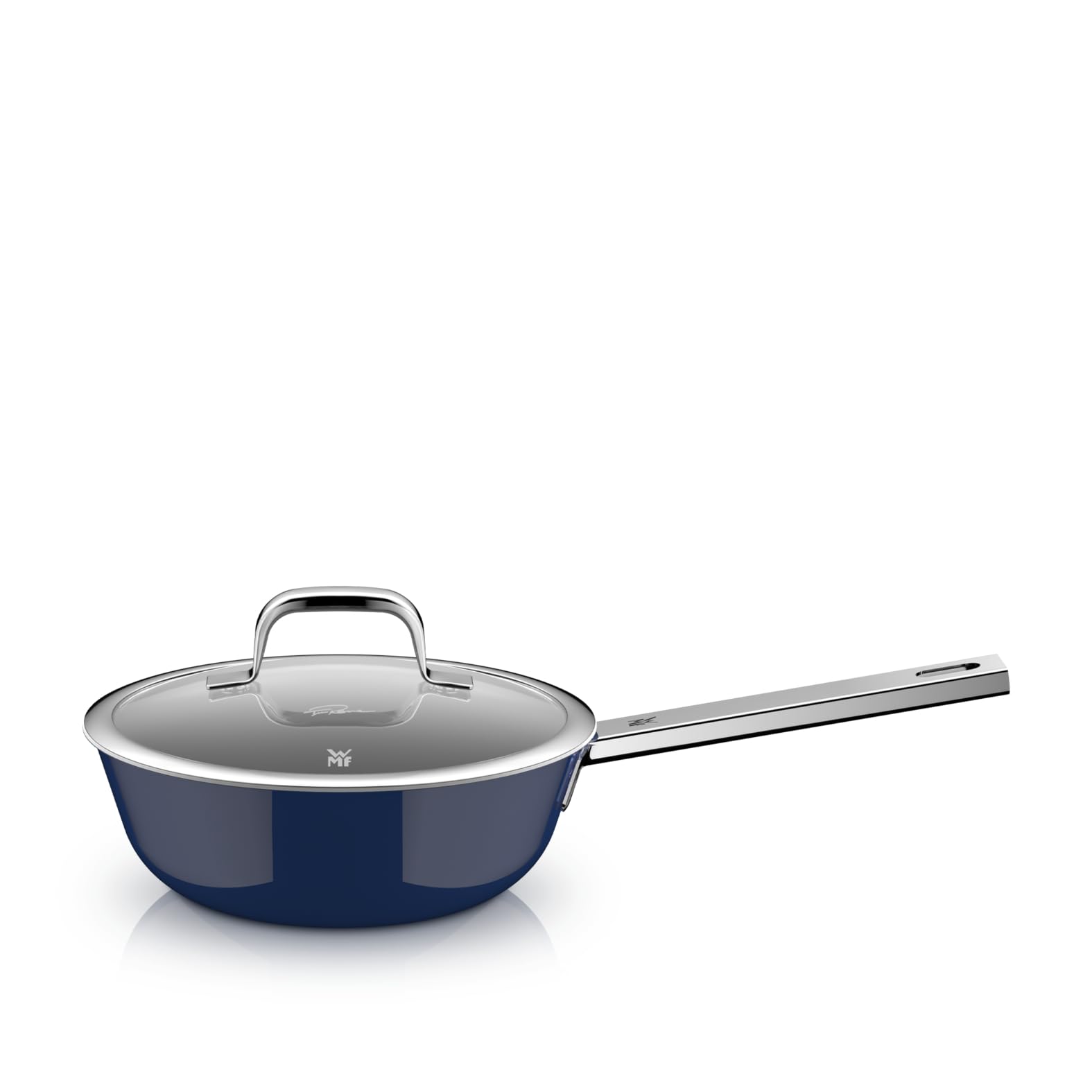 ماهیتابه دب دار وی ام اف آلمان WMF Fusiontec Mineral Pro، نسخه Tim Raue، قابلمه چندکاره با درب، 22 سانتی‌متر، جنس بادوام، ضد خش، سازگار با القایی، مناسب برای انواع اجاق گاز، ساخت آلمان، آبی اقیانوسی، 0521385290