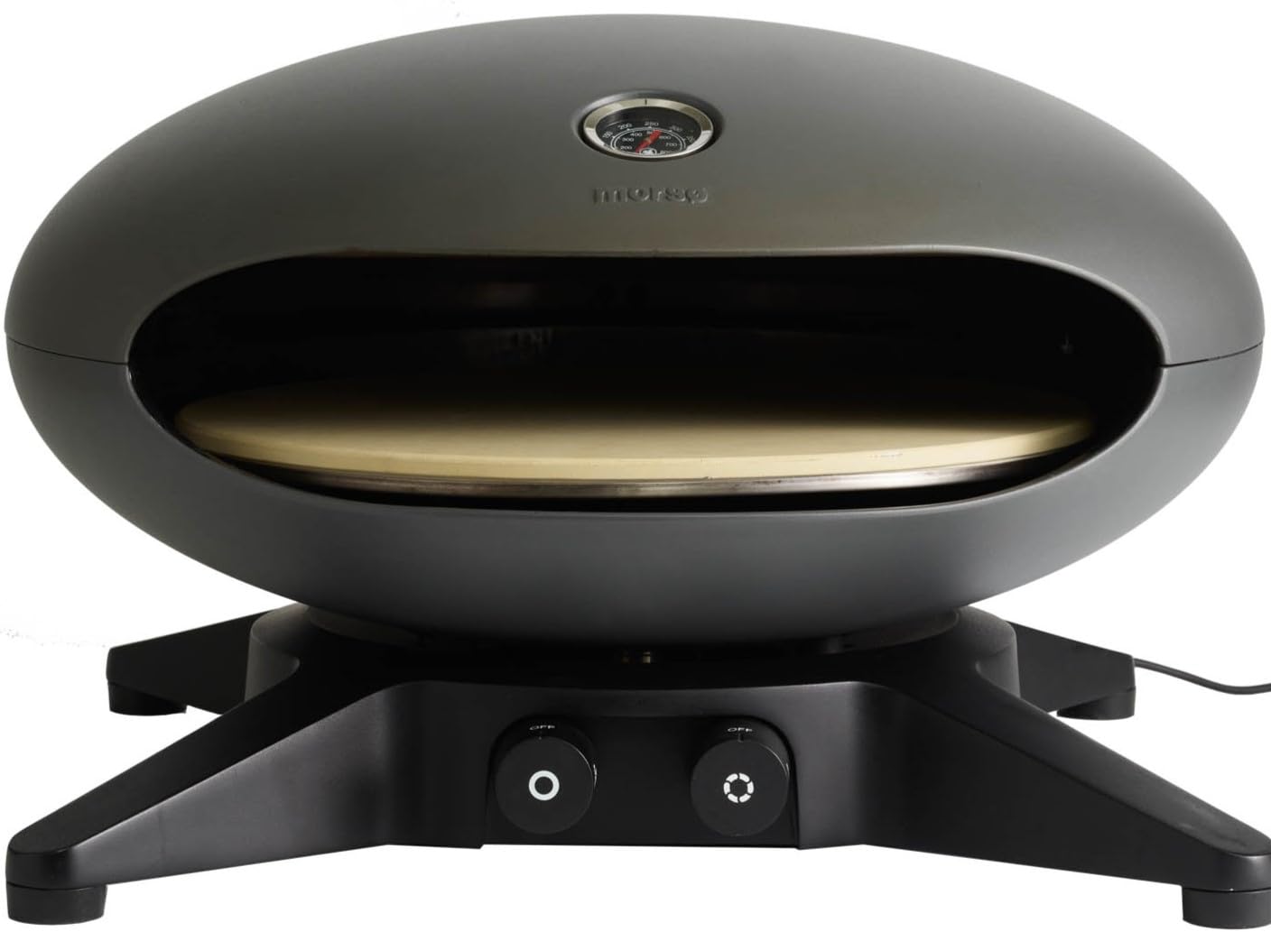 تنور پیتزا گازی Morsø Forno Spin – فر پیتزا گازی با سنگ پیتزا چرخان، فر پیتزا در فضای باز از آلومینیوم، در طرح تمیز، 57 x 53 x 35 سانتی متر، آنتراسیت
