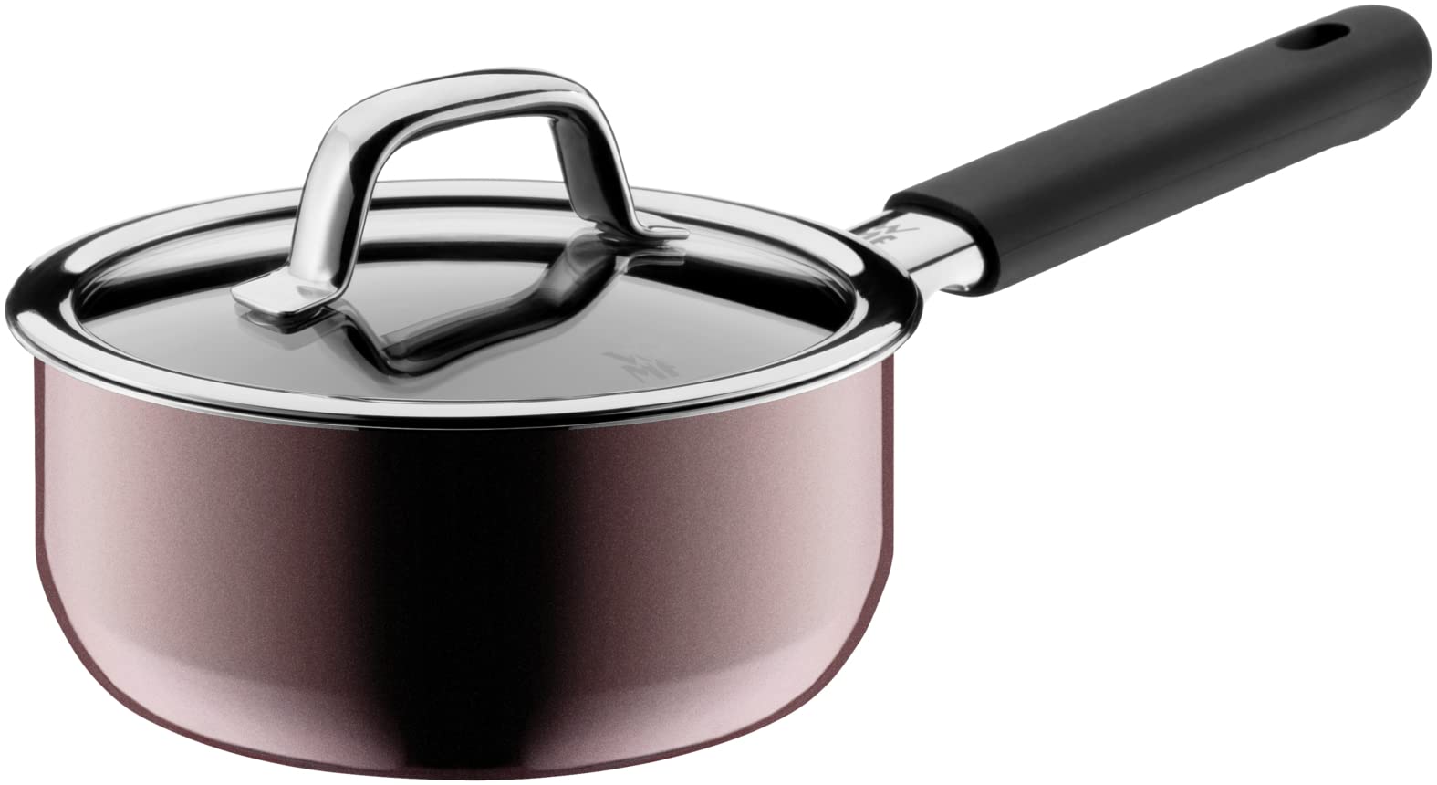 قابلمه معدنی شیر جوش وی ام اف آلمان WMF Fusiontec با درب شیشه‌ای، ۱۶ سانتی‌متر، قابلمه کوچک، ۱.۳ لیتر، سازگار با اجاق القایی، سرامیک پیشرفته، روکش سیلیکونی، ضد خش، قرمز