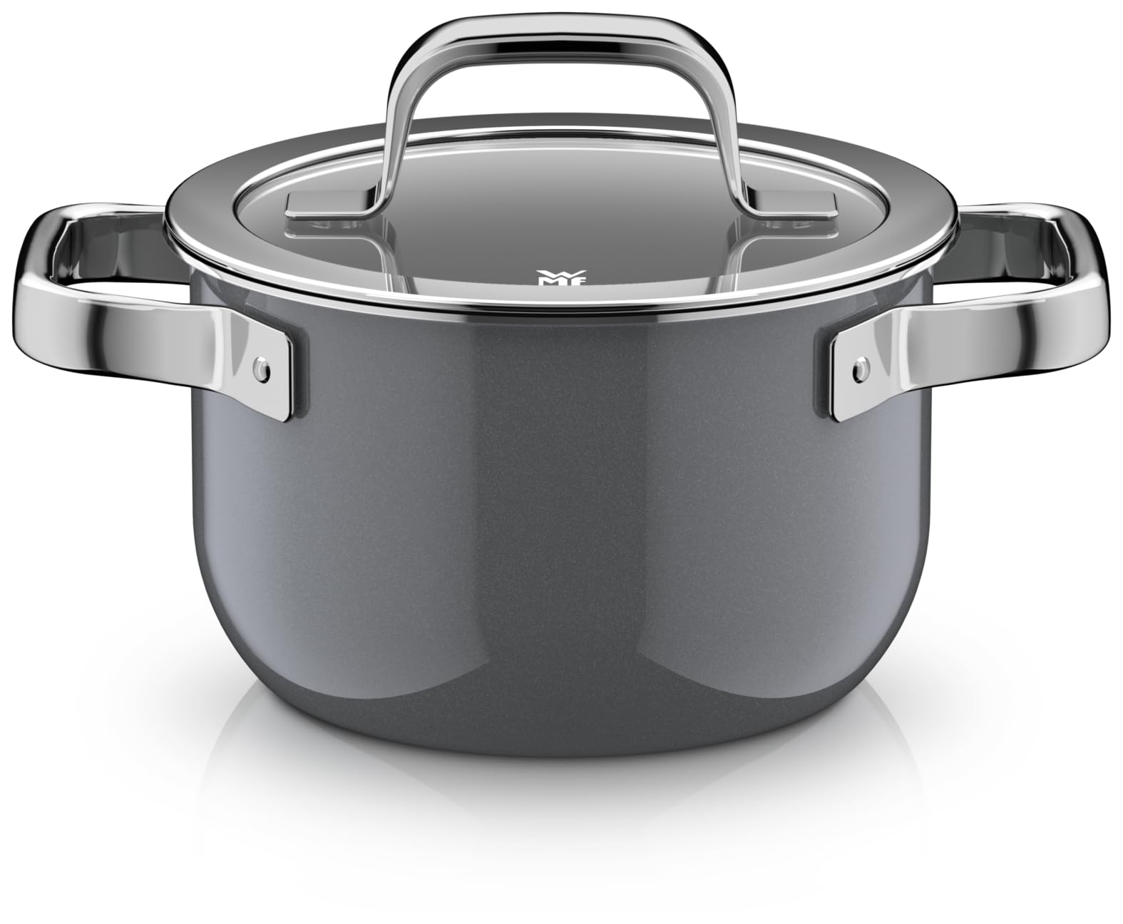 قابلمه وی ام اف آلمان WMF Fusiontec Mineral Pro، قابلمه با درب، 16 سانتی‌متر، جنس مقاوم در برابر خش، قابلمه کوچک مناسب برای اجاق القایی و انواع اجاق گاز، ساخت آلمان، پلاتینیوم، 0518775290