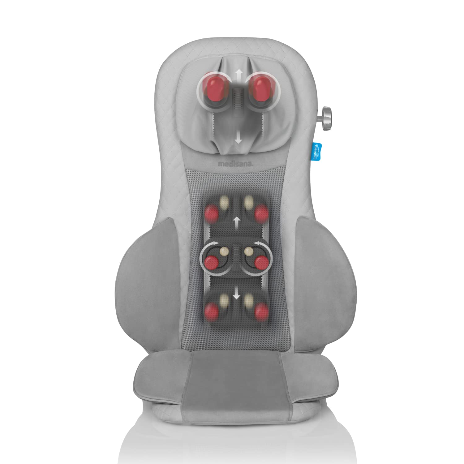 روکش صندلی ماساژ ژل شیاتسو مدیسانا MCG 820، ماساژور با عملکرد حرارتی، 3 سطح شدت، 4 سر ماساژ ژلی چرخان، مراقبت آسان، روکش صندلی ماساژ برای ماساژ گردن و کمر، ماساژ شیاتسو و طب فشاری خاکستری