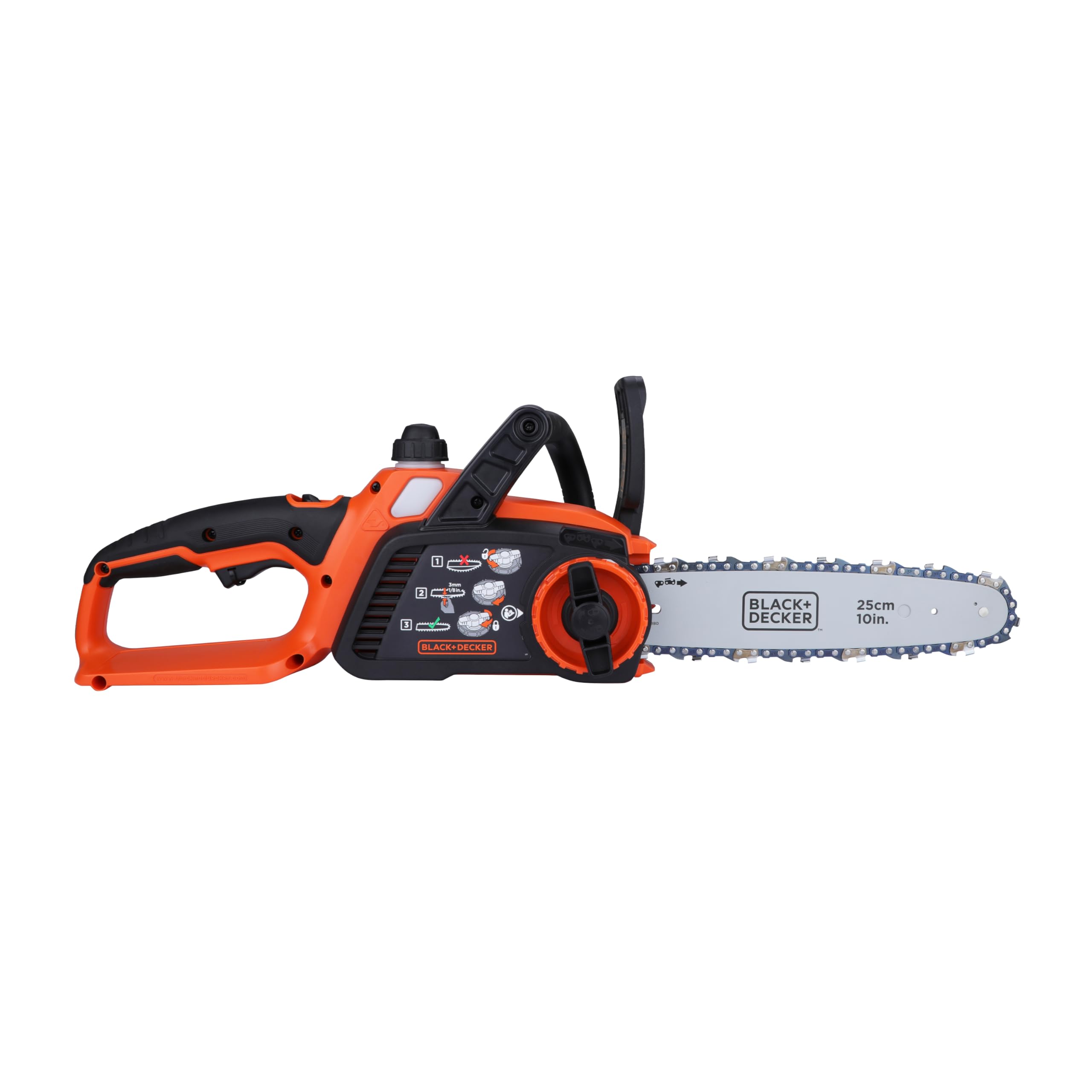 اره برقی شارژی Black+Decker Li Ion 18V GKC1825L20 با باتری و شارژر - ایده آل برای کارهای چوبی و باغی - طول تیغه 25 سانتی متر