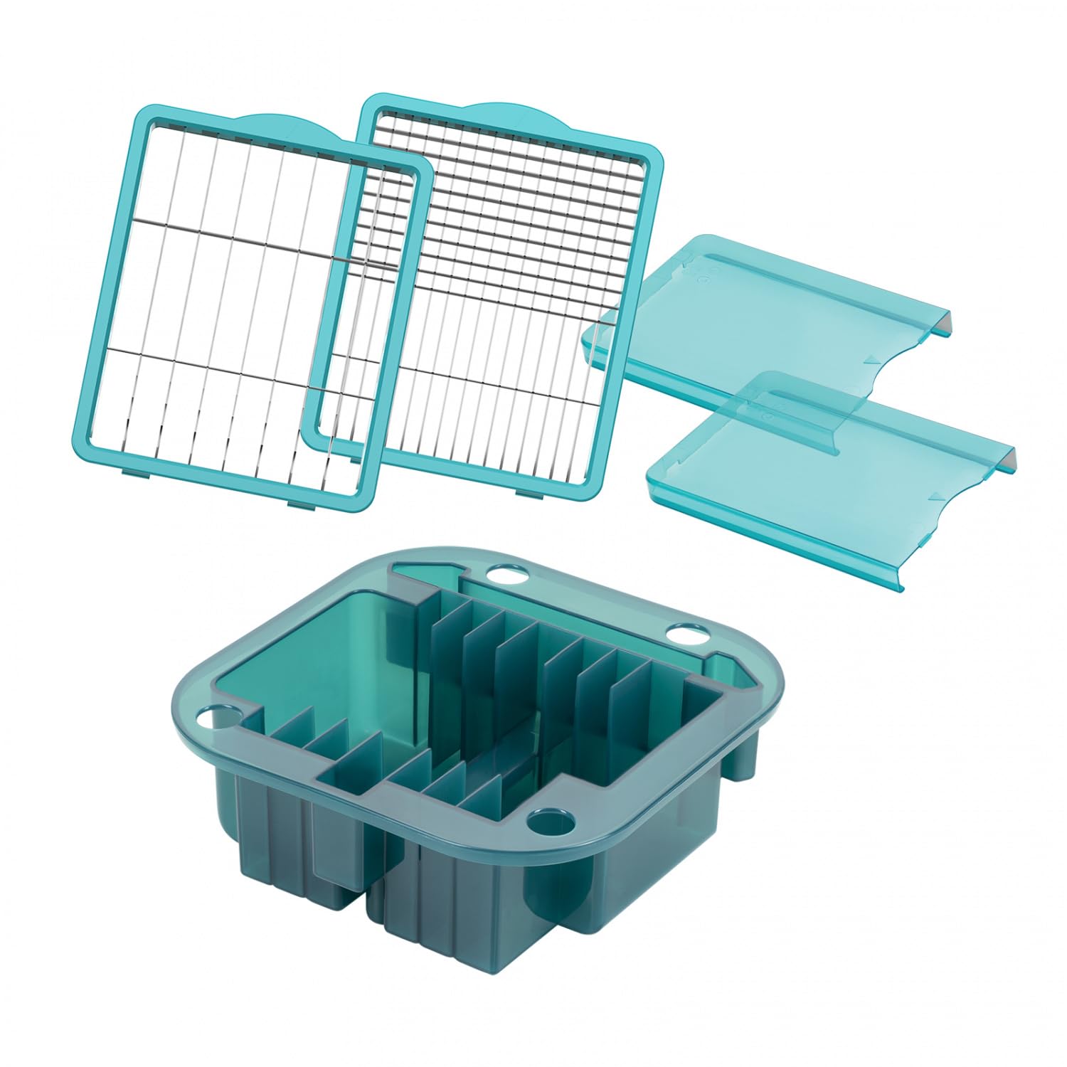 ست لوازم جانبی حرفه ای برش سبزیجات Genius Nicer Dicer Chef 5 عدد درج نگهدارنده برش سبزیجات، درج چاقو، محافظ برای چاقو،