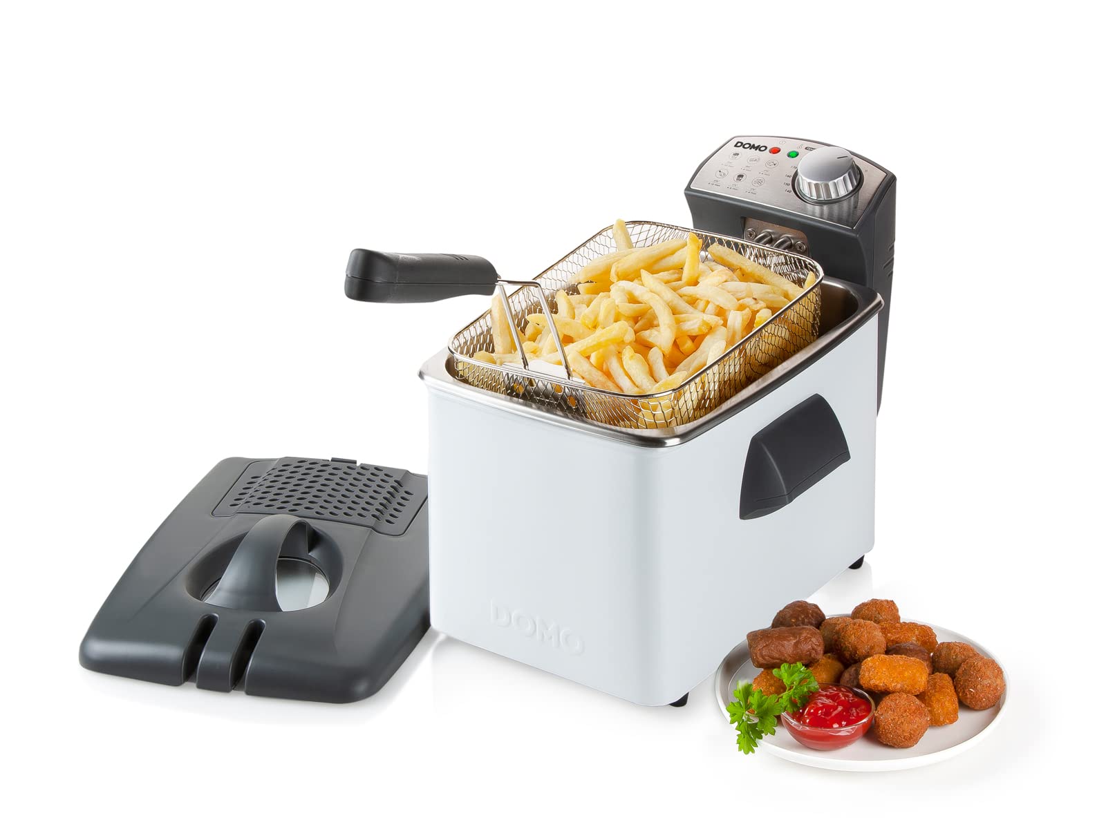 سرخ کن عمیق DOMO DO519FR از جنس استیل ضد زنگ سفید، ۴.۵ لیتر، ۳۲۰۰ وات