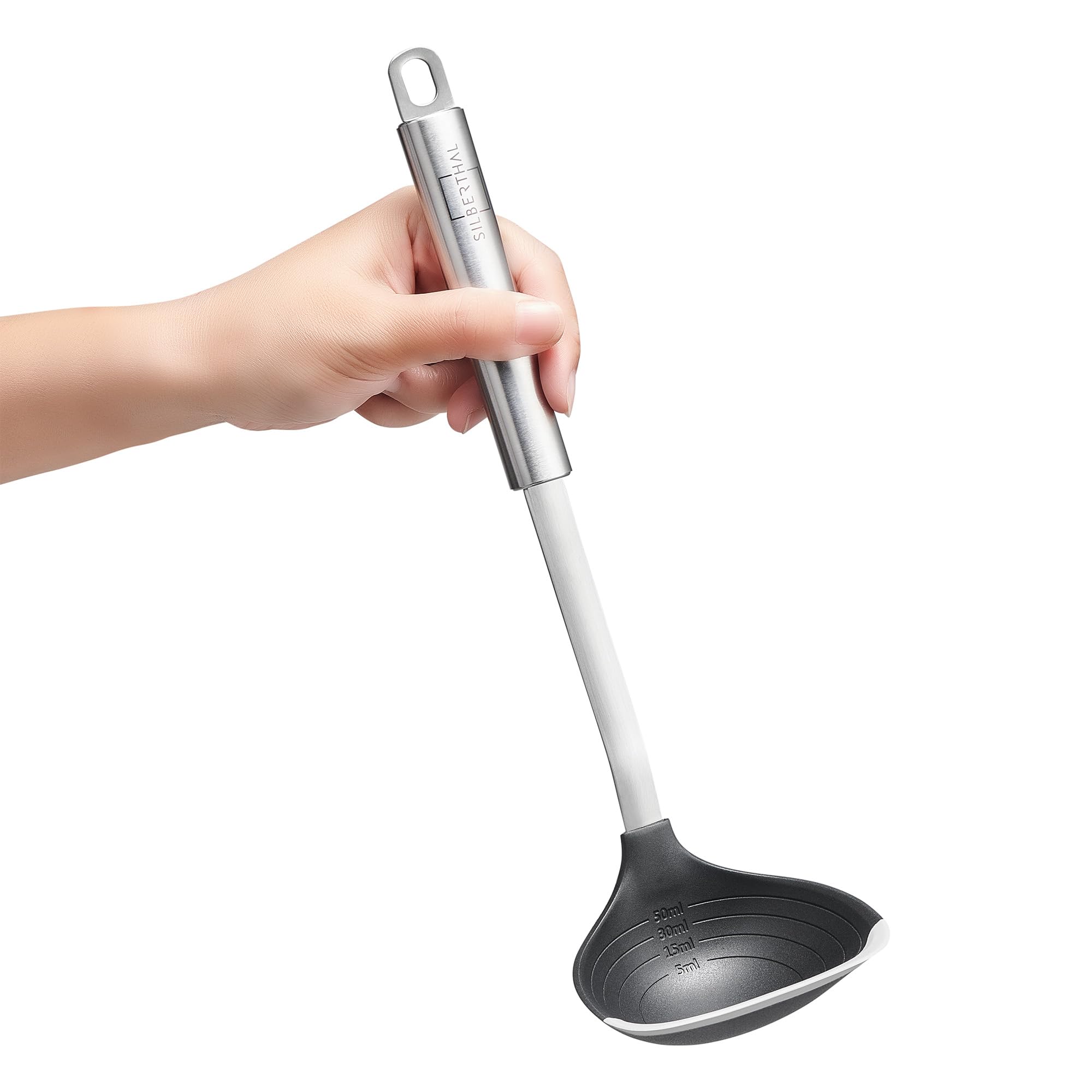 ملاقه سوپ سیلیکونی سیلبرتال آلمان ملاقه سرو قابل شستشو در ماشین ظرفشویی با دسته استیل ضد زنگ - مقاوم در برابر حرارت