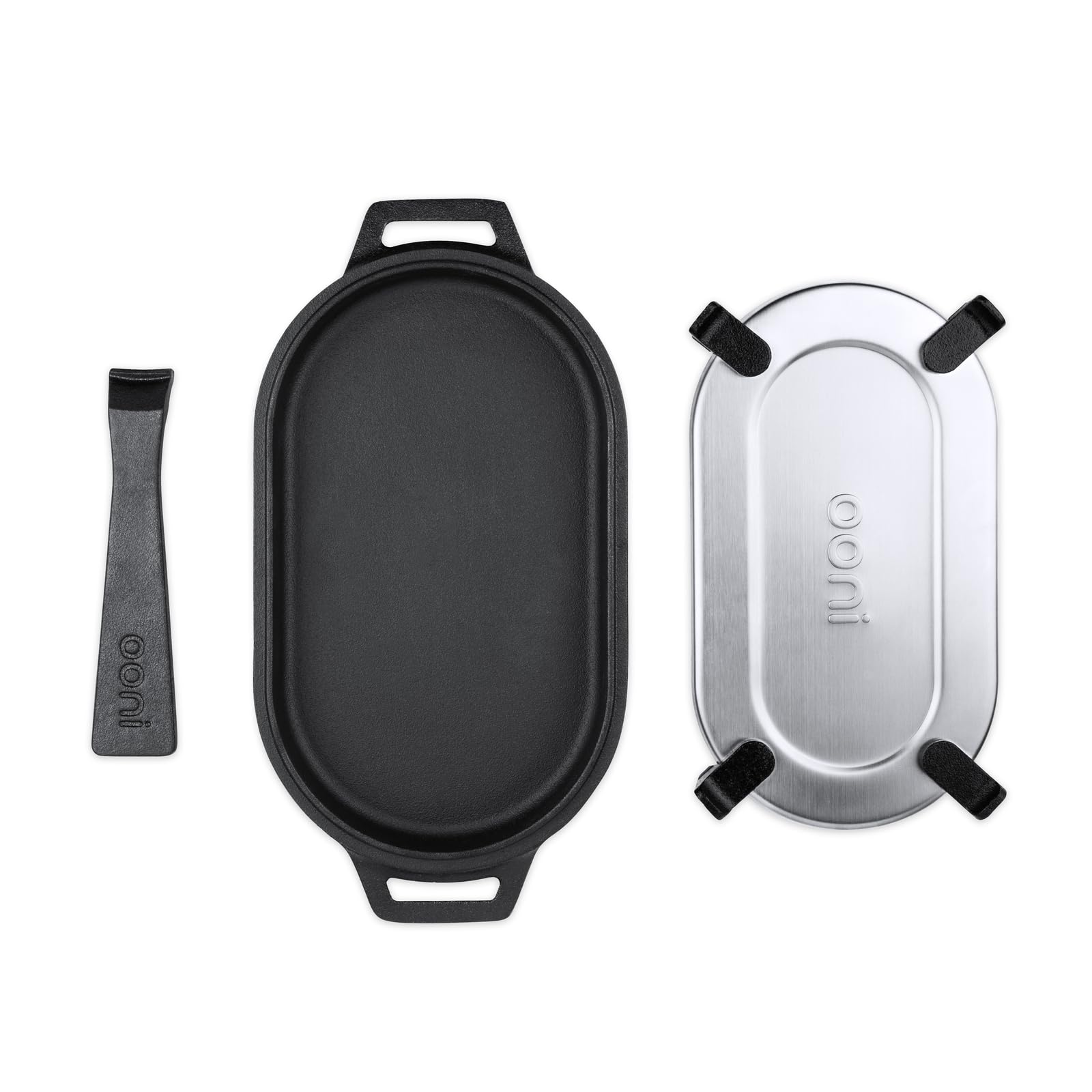 ماهیتابه چدنی پیتزا آونی اسکاتلند Ooni - تابه آهنی - تابه گریل - تابه چدنی مخصوص گوشت، ماهی، سبزیجات و ... - مناسب برای اجاق گاز القایی و فر پیتزا - لوازم جانبی Ooni - سطح پخت 32 سانتی متر