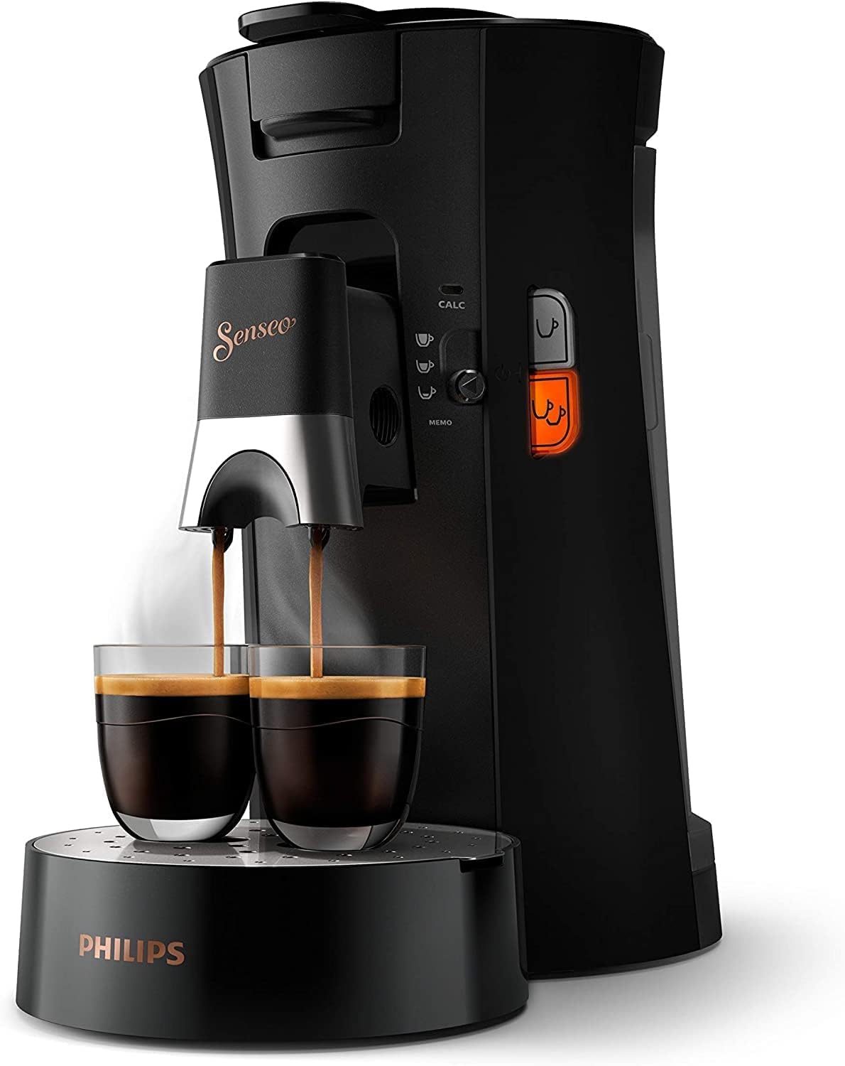 دستگاه پد قهوه فیلیپس PHILIPS Senseo Select، دستگاه پد قهوه - انتخاب قدرت قهوه پلاس، عملکرد یادداشت، ساخته شده از پلاستیک بازیافتی، 0.9 لیتر، مشکی (CSA240/60)