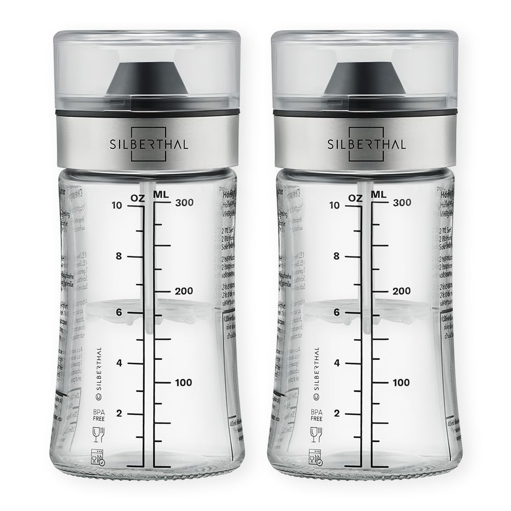 ست شیکر کوچک سیلبرتال آلمان ۲ عددی - شیشه ۳۵۰ میلی‌لیتری به همراه دستور پخت - قابل شستشو در ماشین ظرفشویی - ست هدیه - همچنین مناسب برای روغن و سرکه - ۲x۳۵۰ میلی‌لیتر