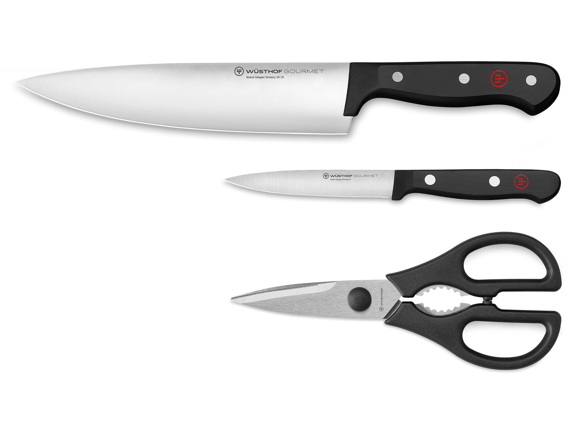 ست چاقو و قیچی آشپزخانه 3 پارچه وستوف آلمان WÜSTHOF Gourmet با 3 مورد،