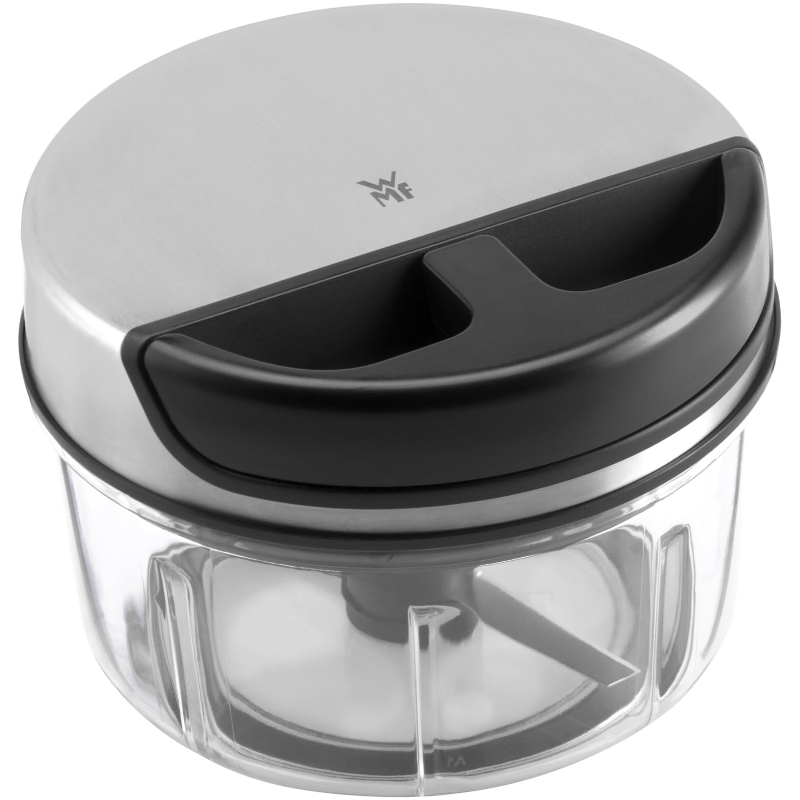 خردکن چندکاره WMF 650 میلی‌لیتری، دستی با سیم، کاسه مخلوط‌کن پلاستیکی، دسته ارگونومیک، خردکن سبزیجات ایده‌آل برای سبزیجات، پیاز، سیر، آجیل، گیاهان یا میوه، استیل ضد زنگ/مشکی