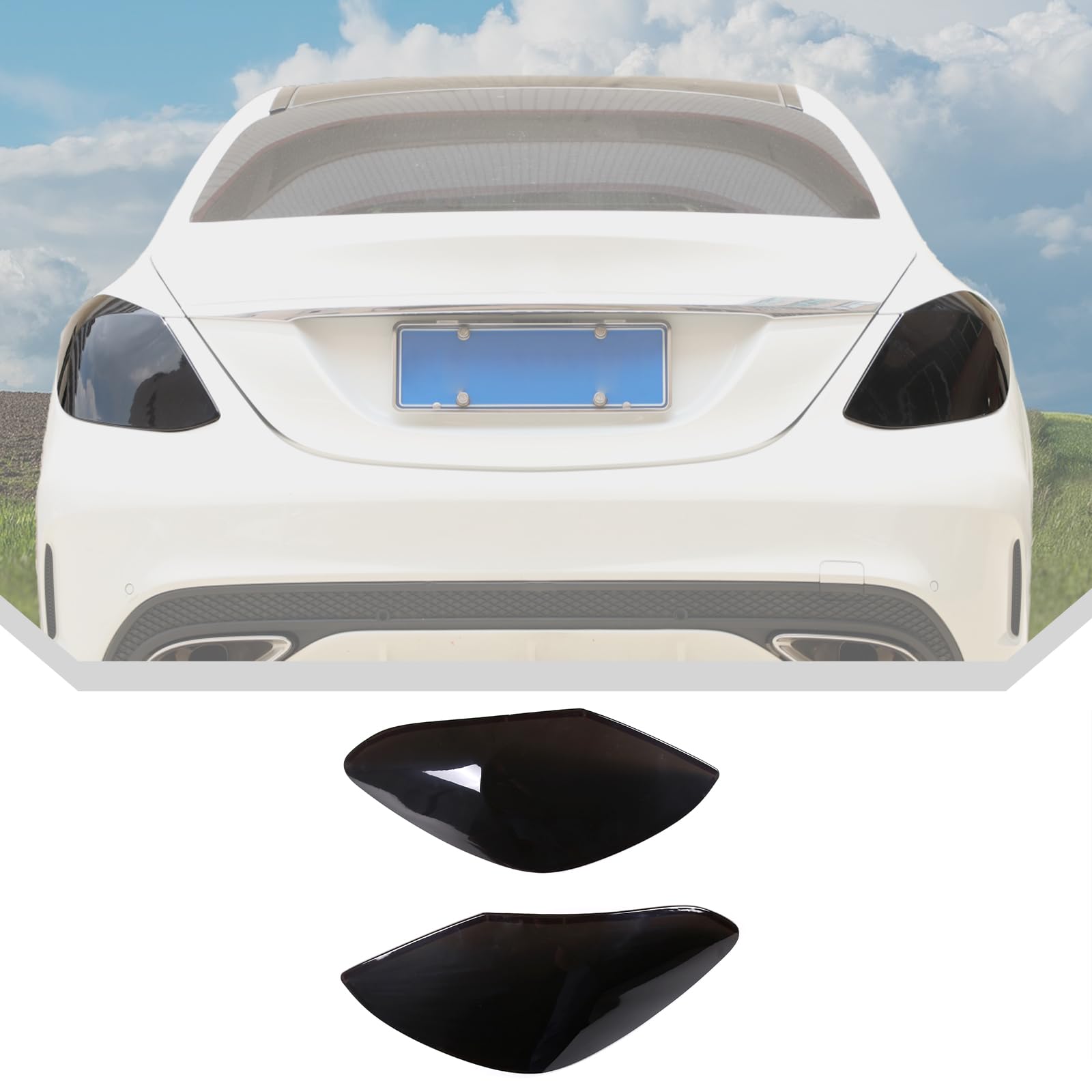 DIYUCAR ABS دودی مشکی تزئین کاپوت چراغ عقب خودرو با تزئینات تزئینی برچسب محافظ چراغ عقب برای مرسدس بنز C کلاس W205 2015-2021