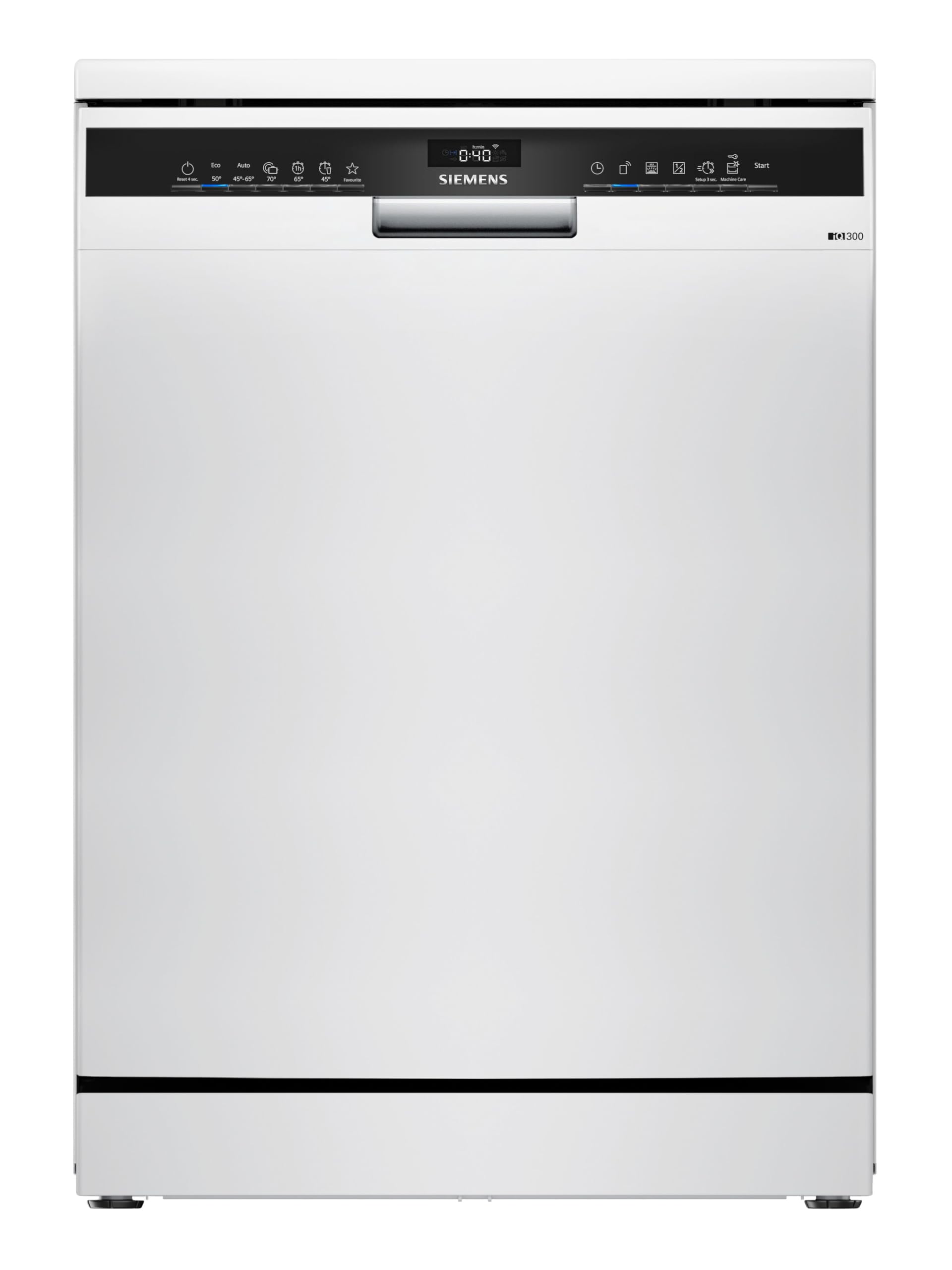 ماشین ظرفشویی ایستاده زیمنس SN23HW02ME iQ300، 60 سانتی‌متر، کشوی کارد و چنگال، دستیار برنامه، سبد بالایی با قابلیت تنظیم ارتفاع، عملکرد بهداشتی تایید شده، برنامه مراقبت از ماشین، aquaStop، سفید