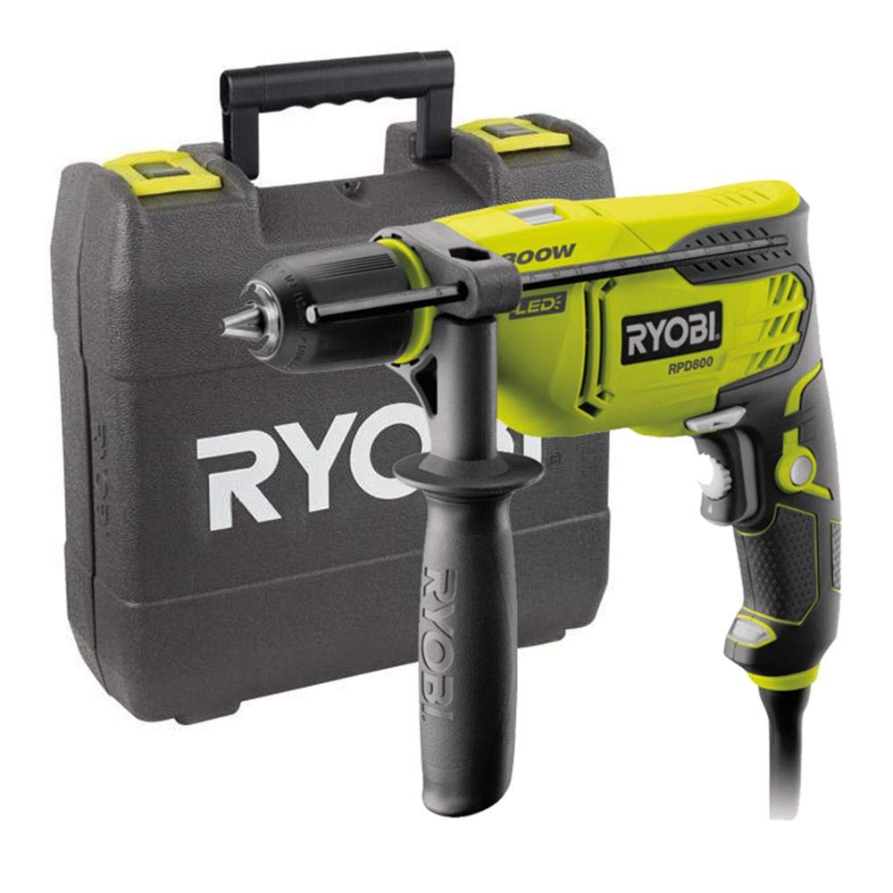 دریل ضربه ای Ryobi 5133002018 RPD800K 1-سرعت 800 وات RPD800-K، 800 وات، مشکی، سبز